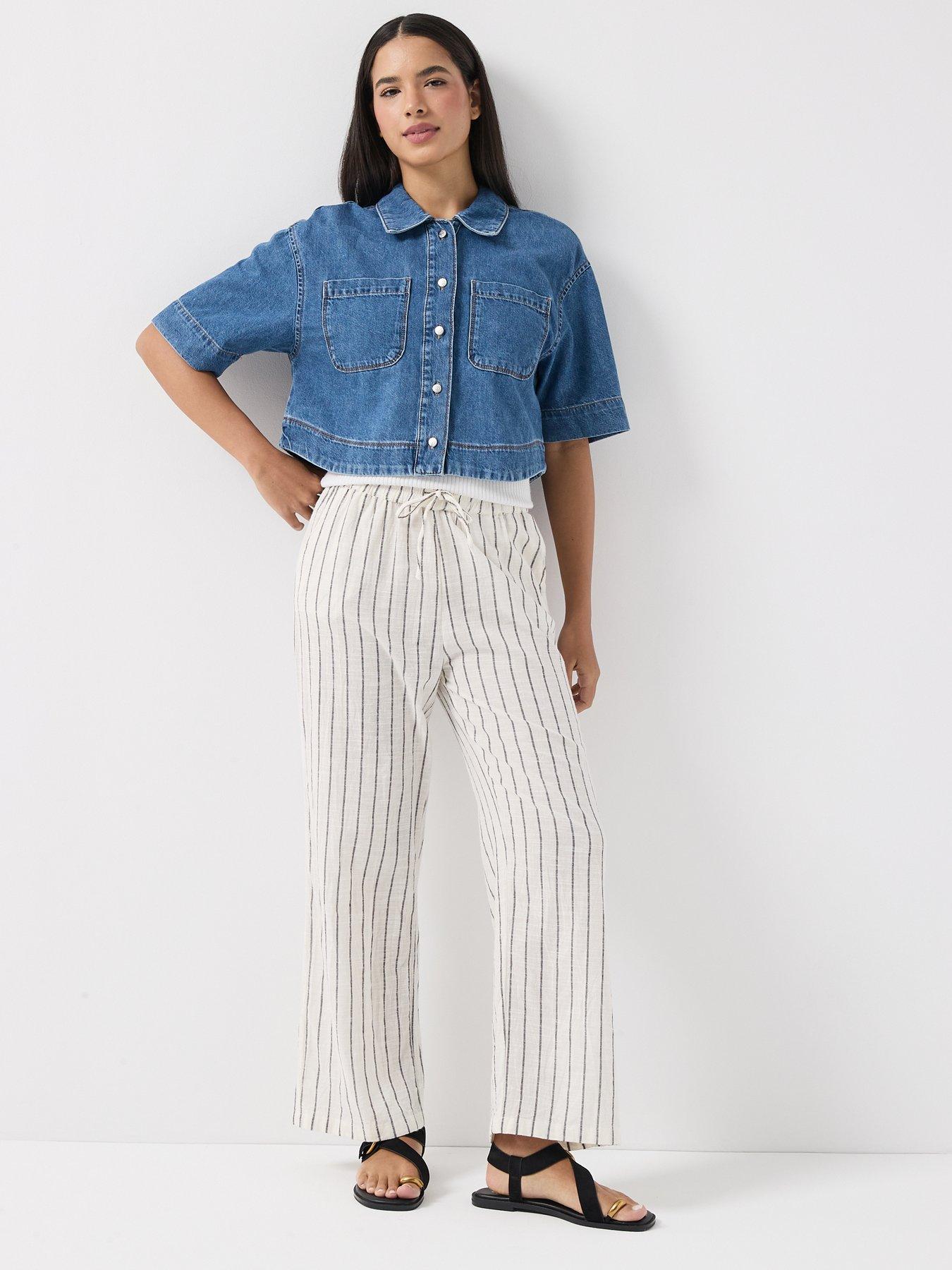 Image 3 of 5 of Only Onltizana Stripe Loose Pants - Grey