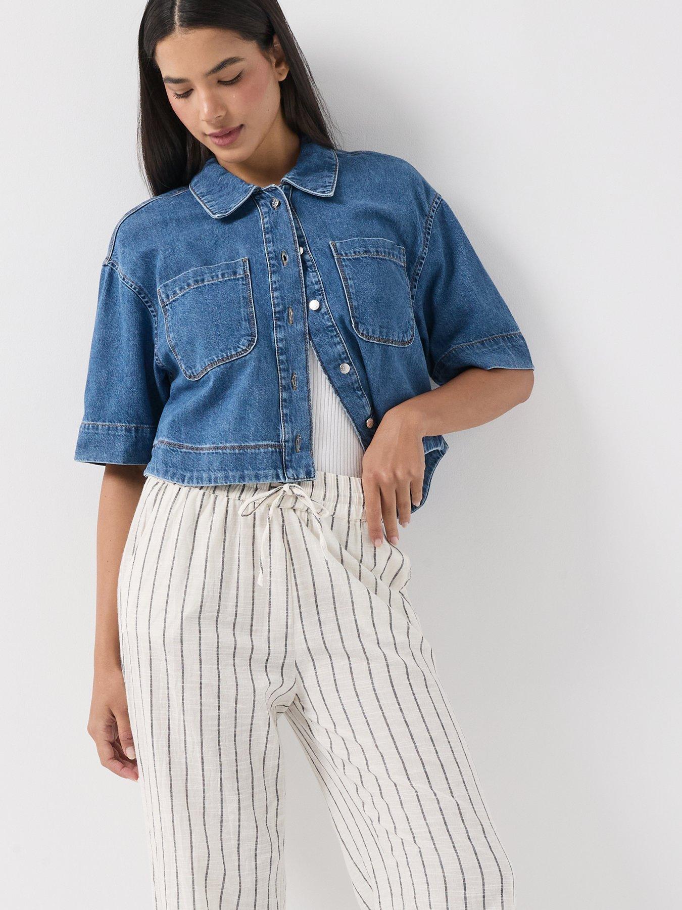 Image 4 of 5 of Only Onltizana Stripe Loose Pants - Grey