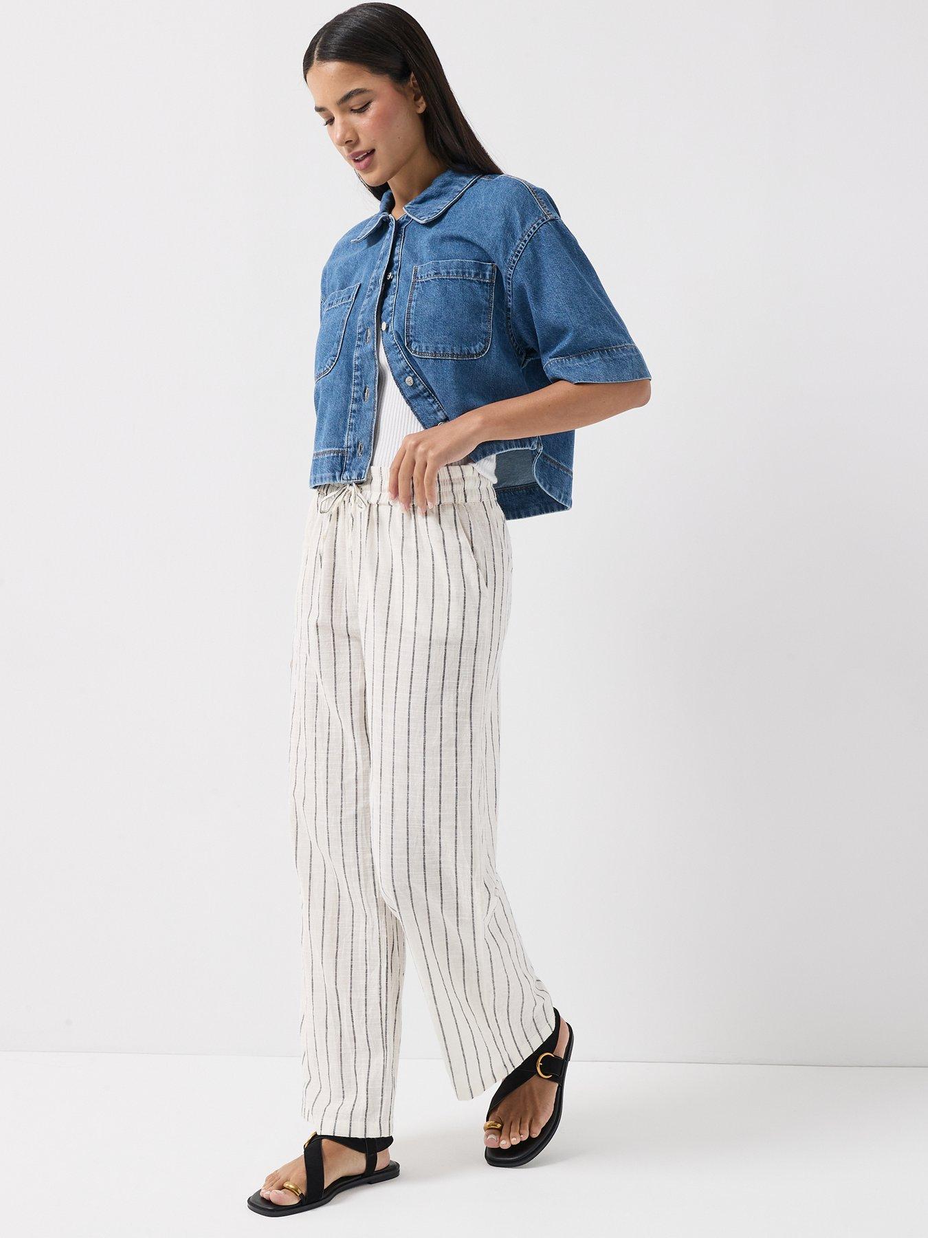 Image 5 of 5 of Only Onltizana Stripe Loose Pants - Grey