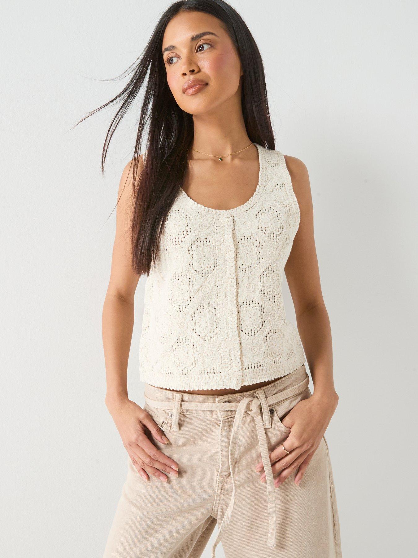 Only Onlgina Button Front Knitted Vest - Cream