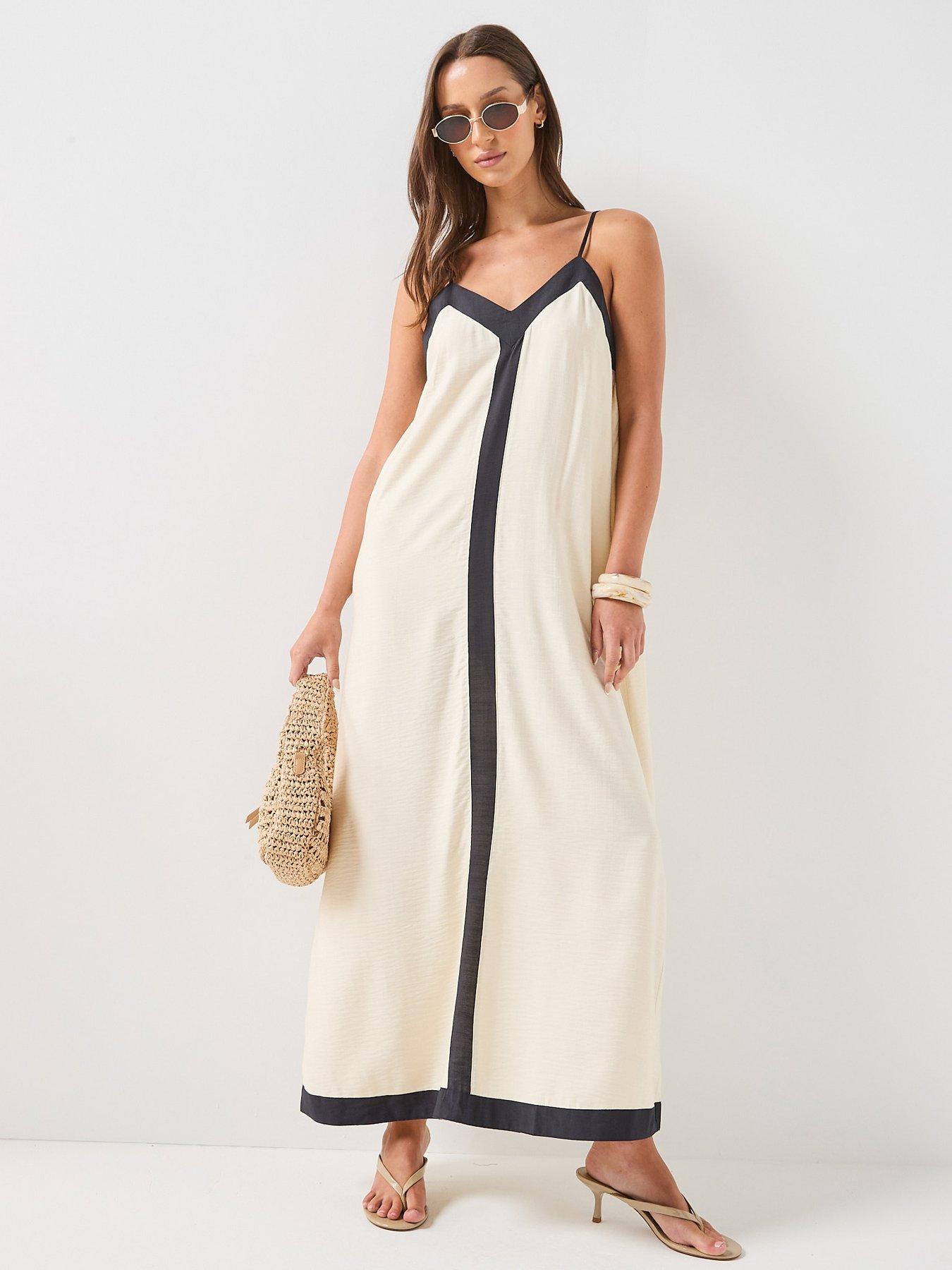 Vero Moda Colour Block Slip Midaxi Dress - Grey