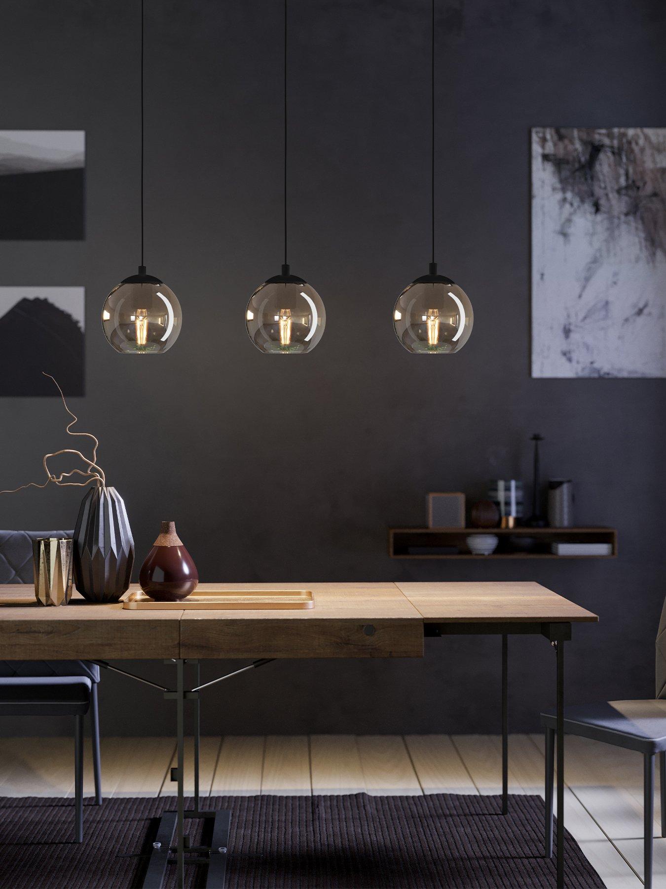 Eglo Ariscani Smoked Black Glass 3-light Pendant
