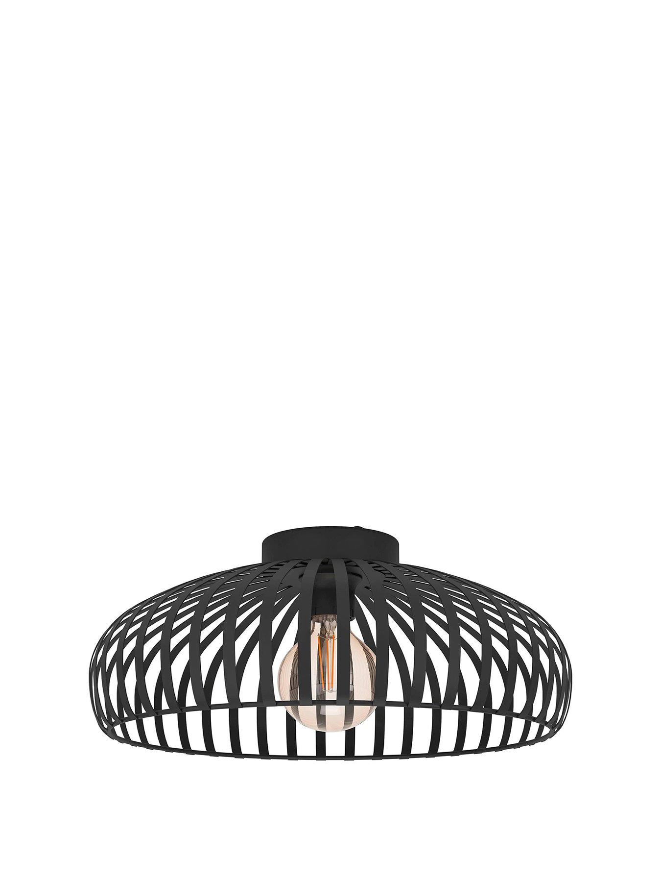  image of eglo-mogano-3-wireframe-black-flush-ceiling-light-43-cm
