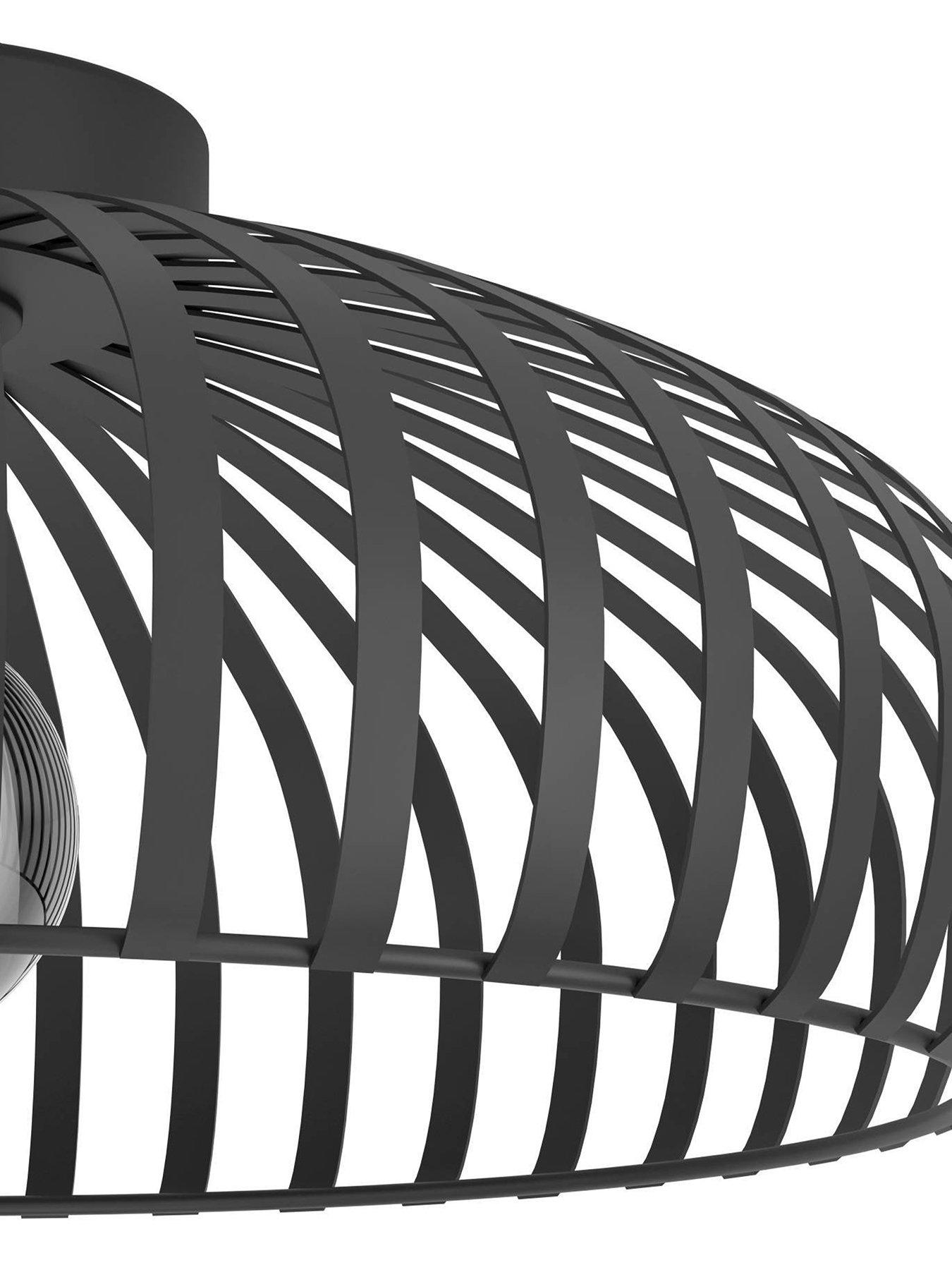  image of eglo-mogano-3-wireframe-black-flush-ceiling-light-43-cm
