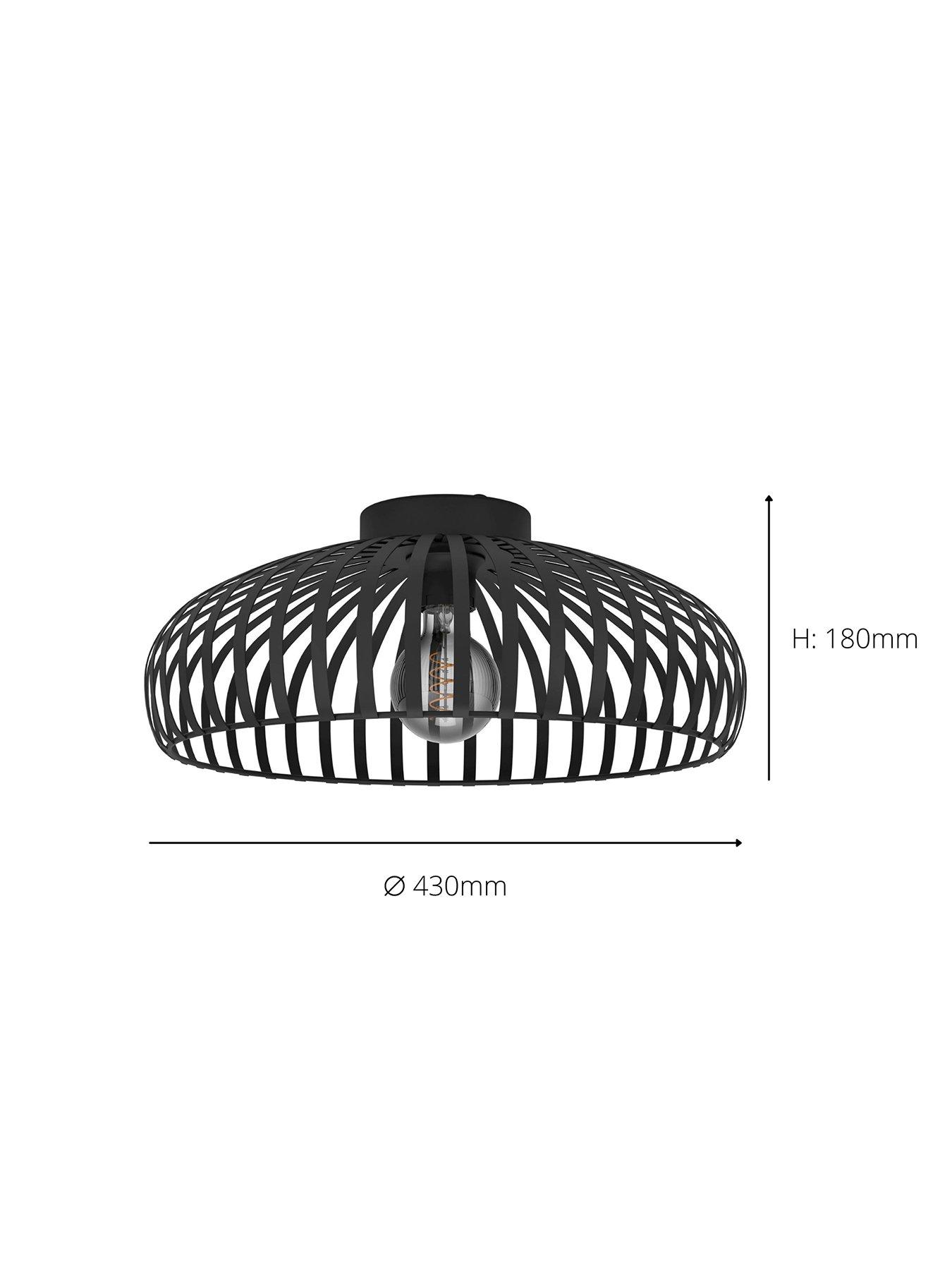  image of eglo-mogano-3-wireframe-black-flush-ceiling-light-43-cm