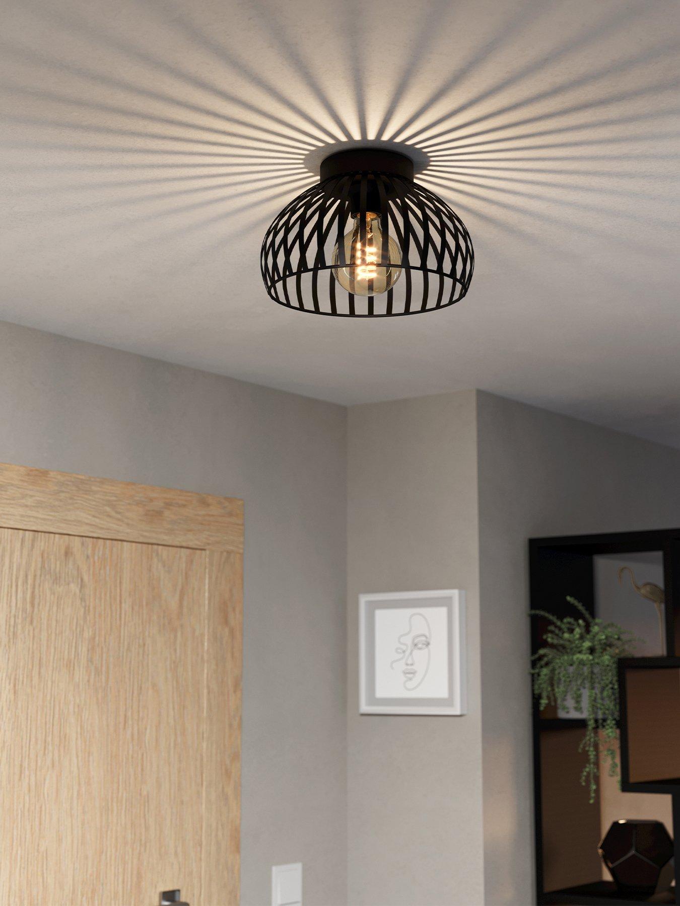 Eglo Mogano 3 Wireframe Black Flush Ceiling Light: 28 Cm