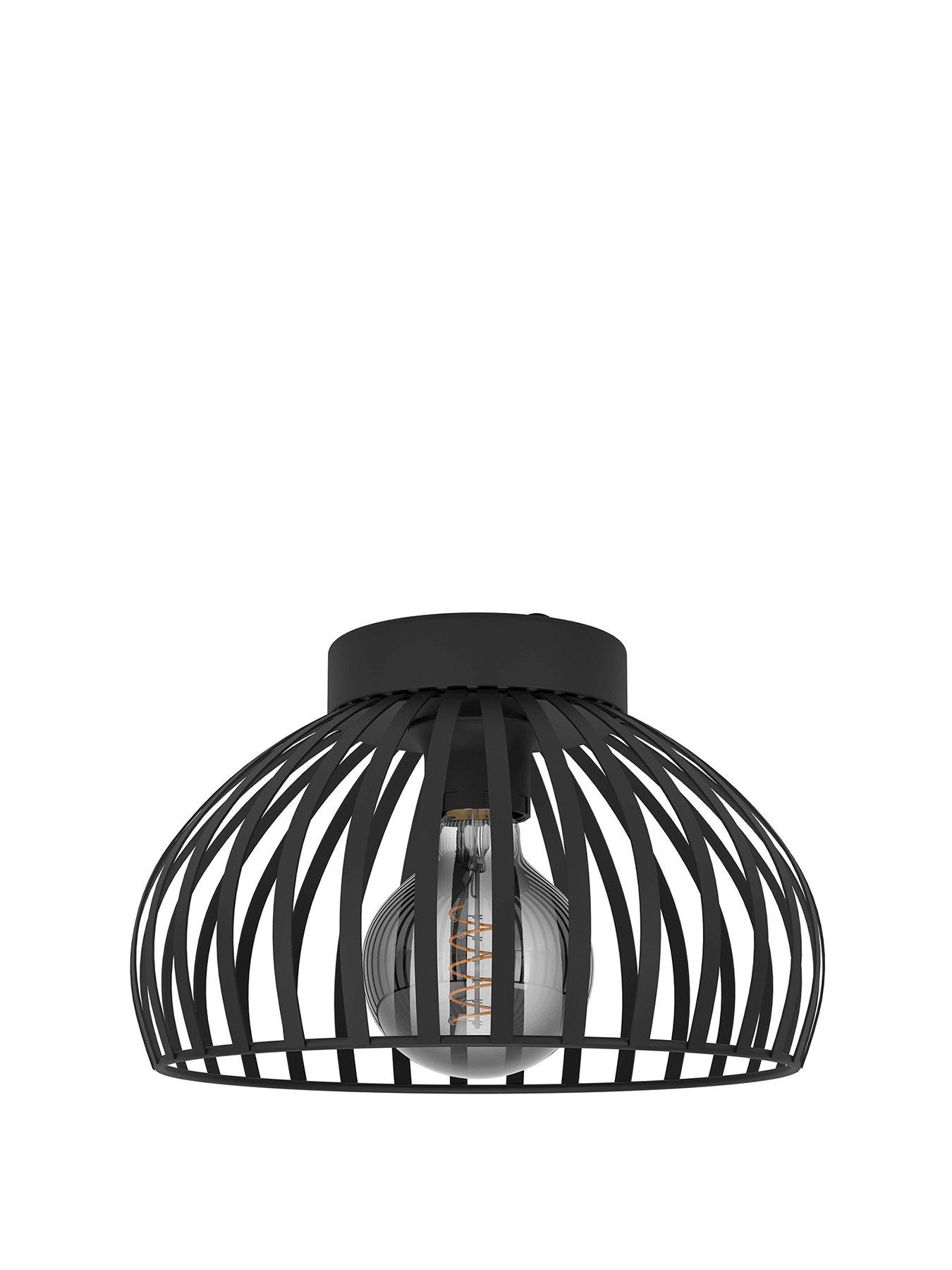  image of eglo-mogano-3-wireframe-black-flush-ceiling-light-28-cm