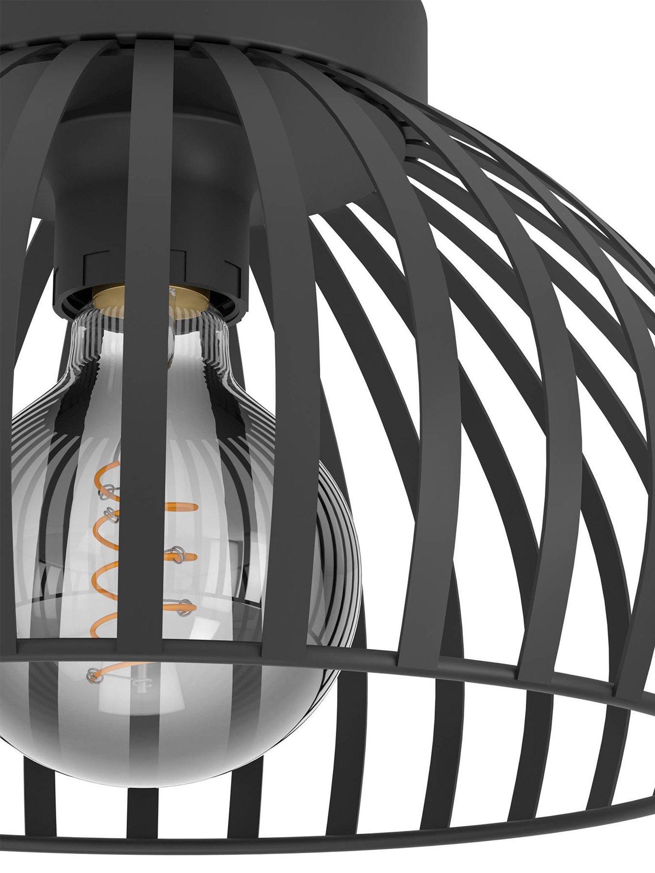  image of eglo-mogano-3-wireframe-black-flush-ceiling-light-28-cm