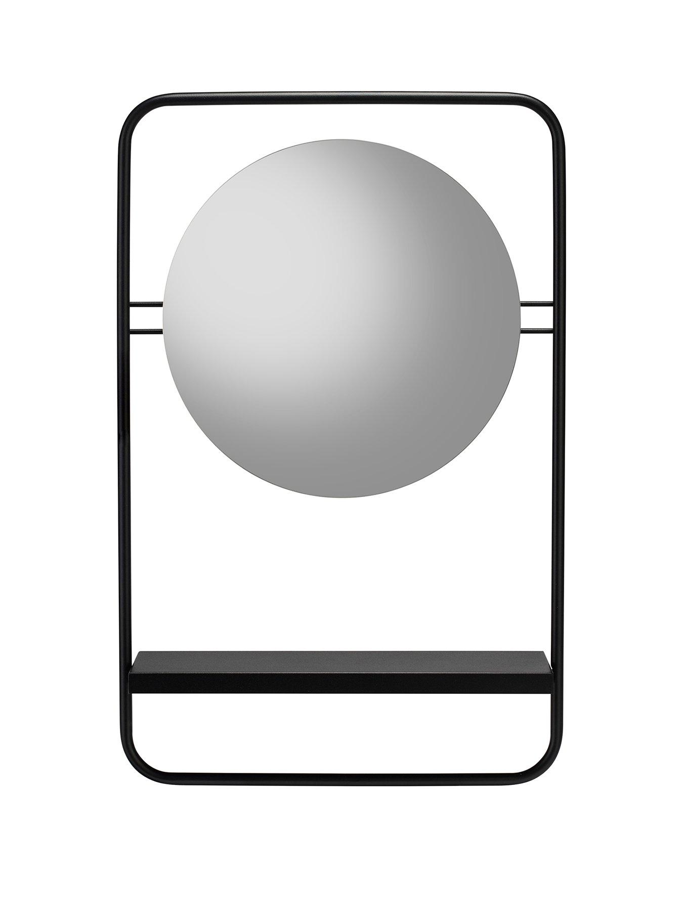 Image 2 of 5 of Croydex Furzton Round Mirror Matt Black With Shelf