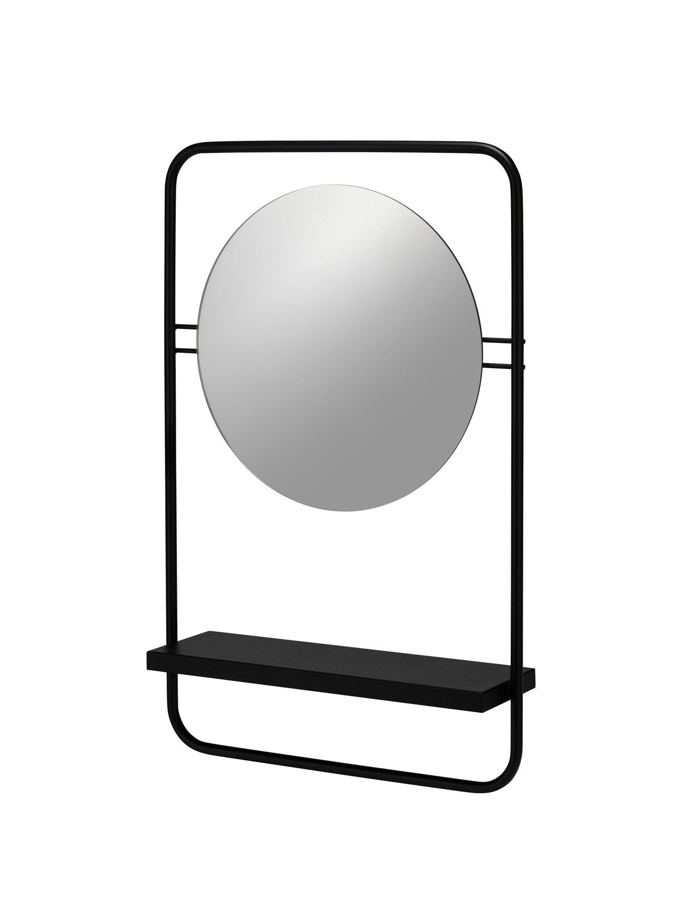 Image 3 of 5 of Croydex Furzton Round Mirror Matt Black With Shelf
