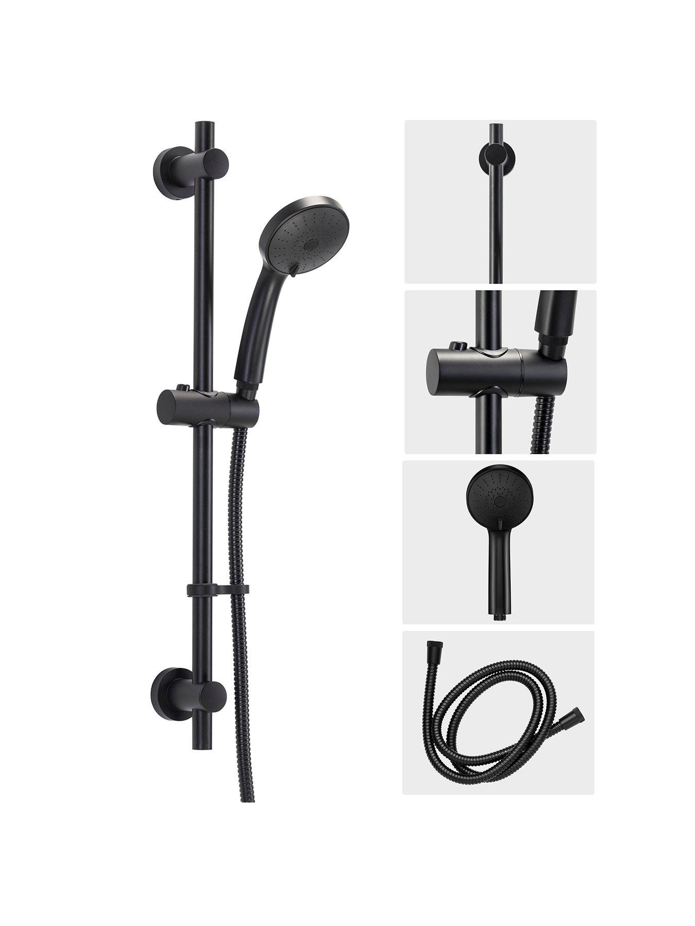 front image of croydex-presion-pressure-boost-5-function-shower-set-black