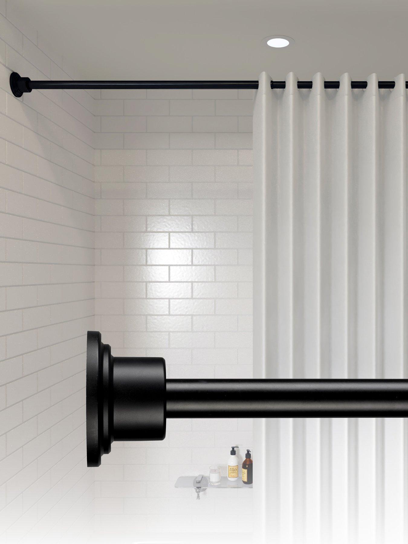 croydex-stick-n-lock-extendable-telescopic-shower-curtain-pole-matt-black