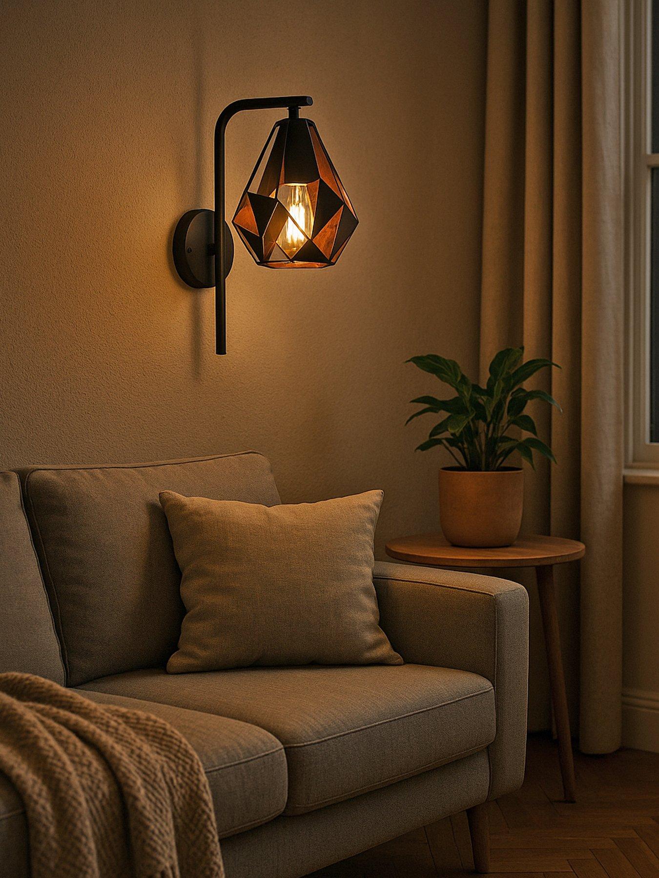 Eglo Carlton 4 1-light Geometric Black And Copper Wall Lamp
