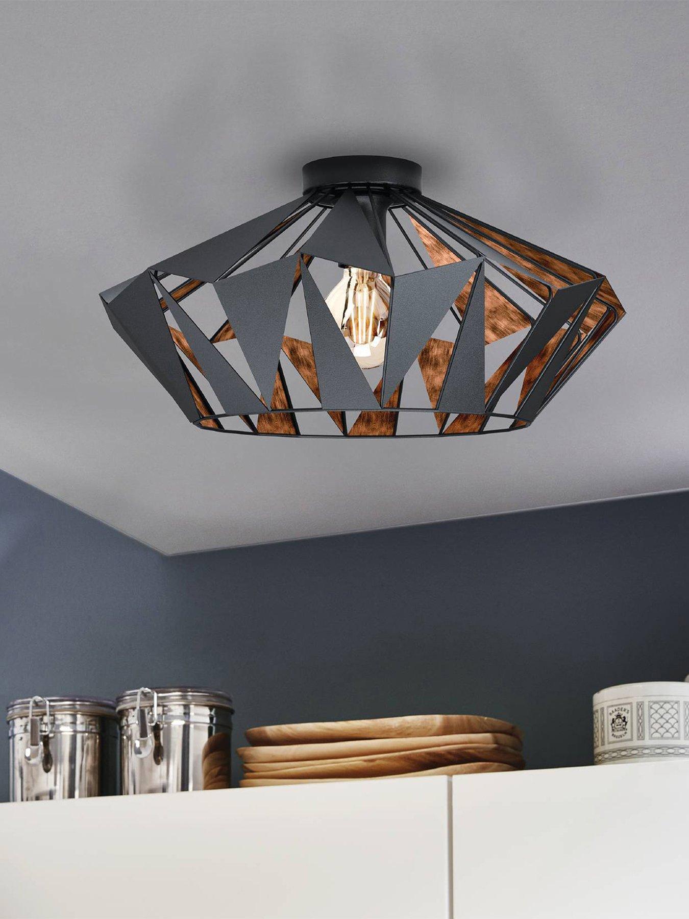Image 1 of 4 of Eglo Carlton 6-light Black And Copper Metal Ceiling Light (d) 47cm