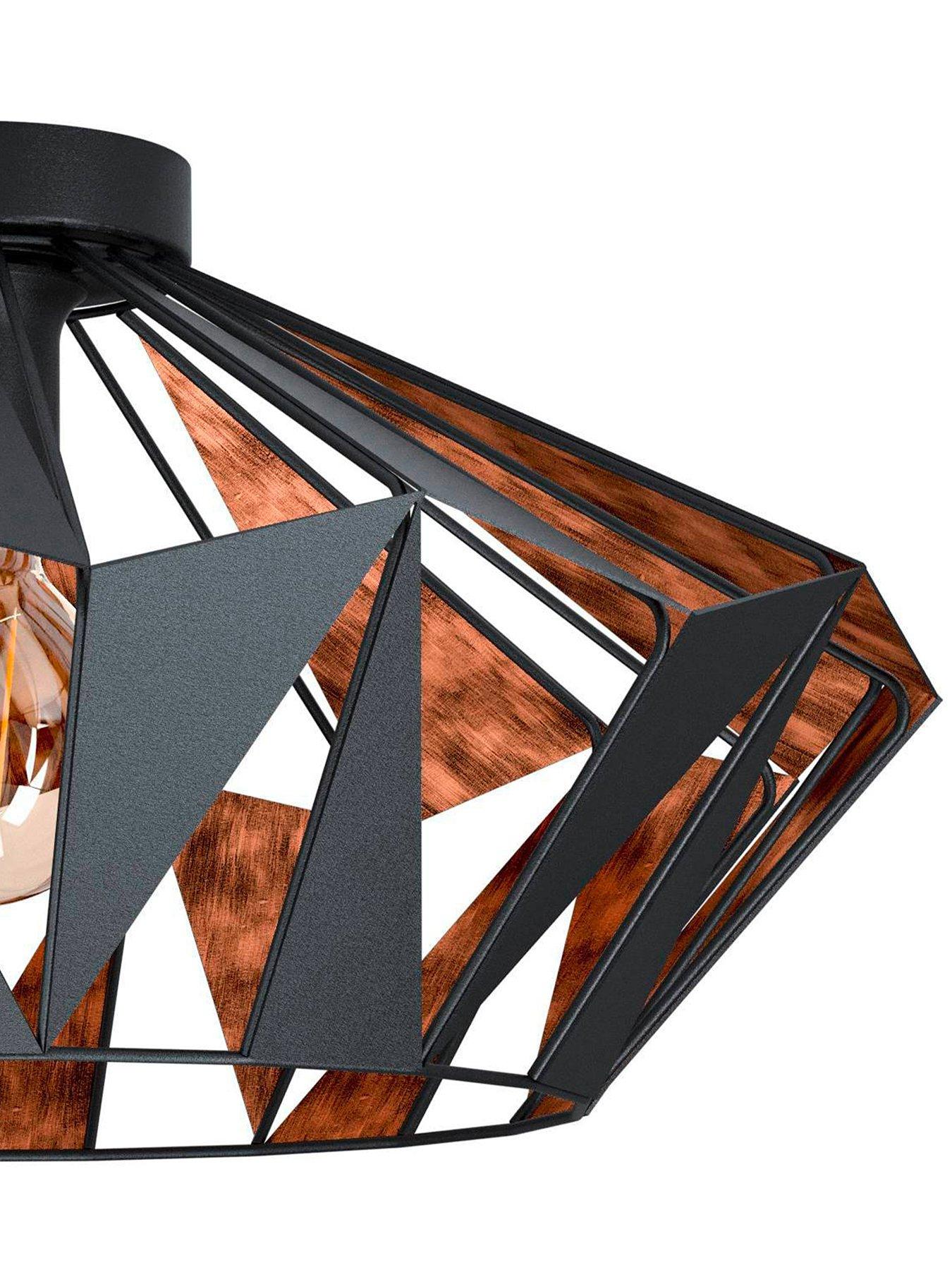 Image 3 of 4 of Eglo Carlton 6-light Black And Copper Metal Ceiling Light (d) 47cm