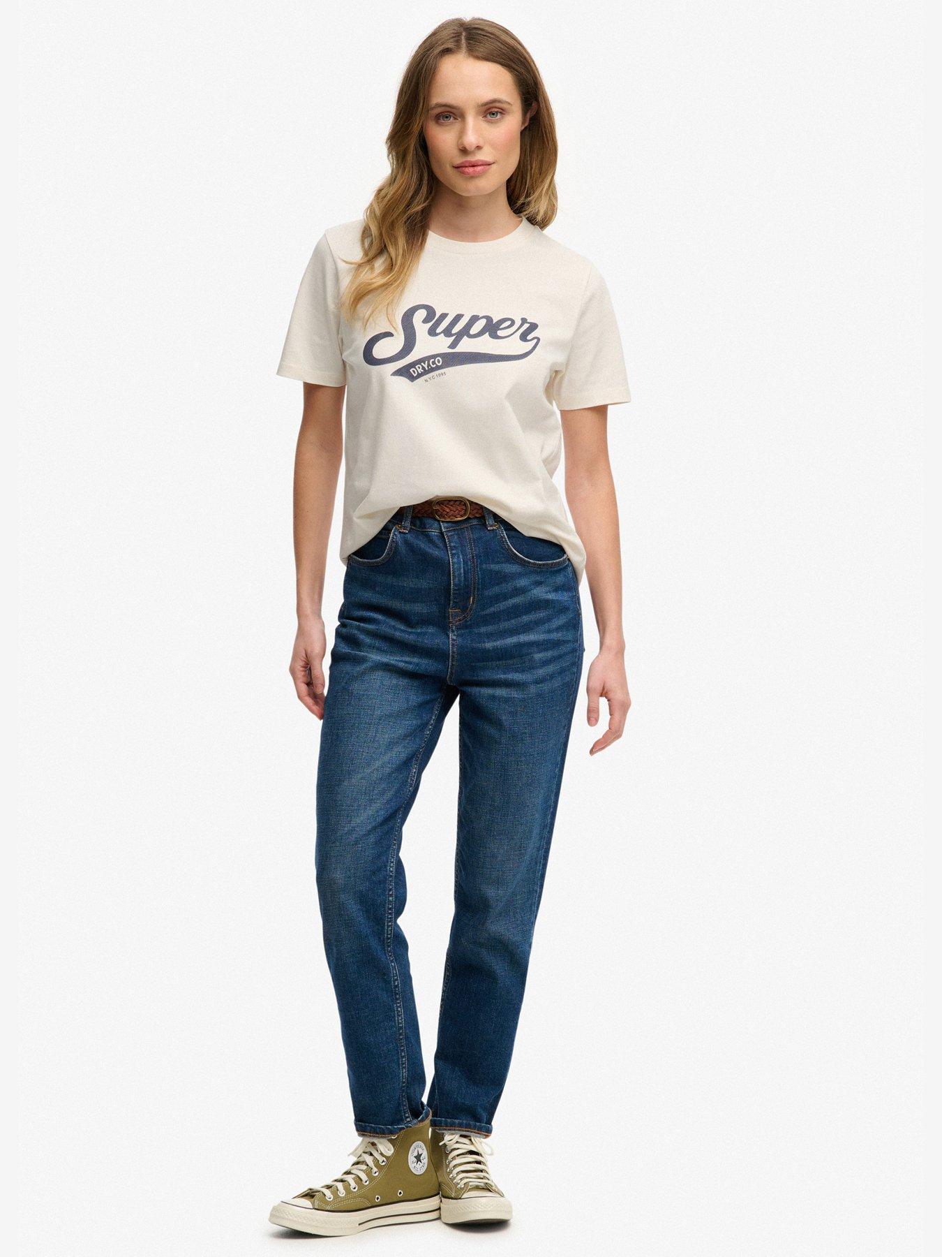 Image 3 of 5 of Superdry Varsity Script T-Shirt - Cream