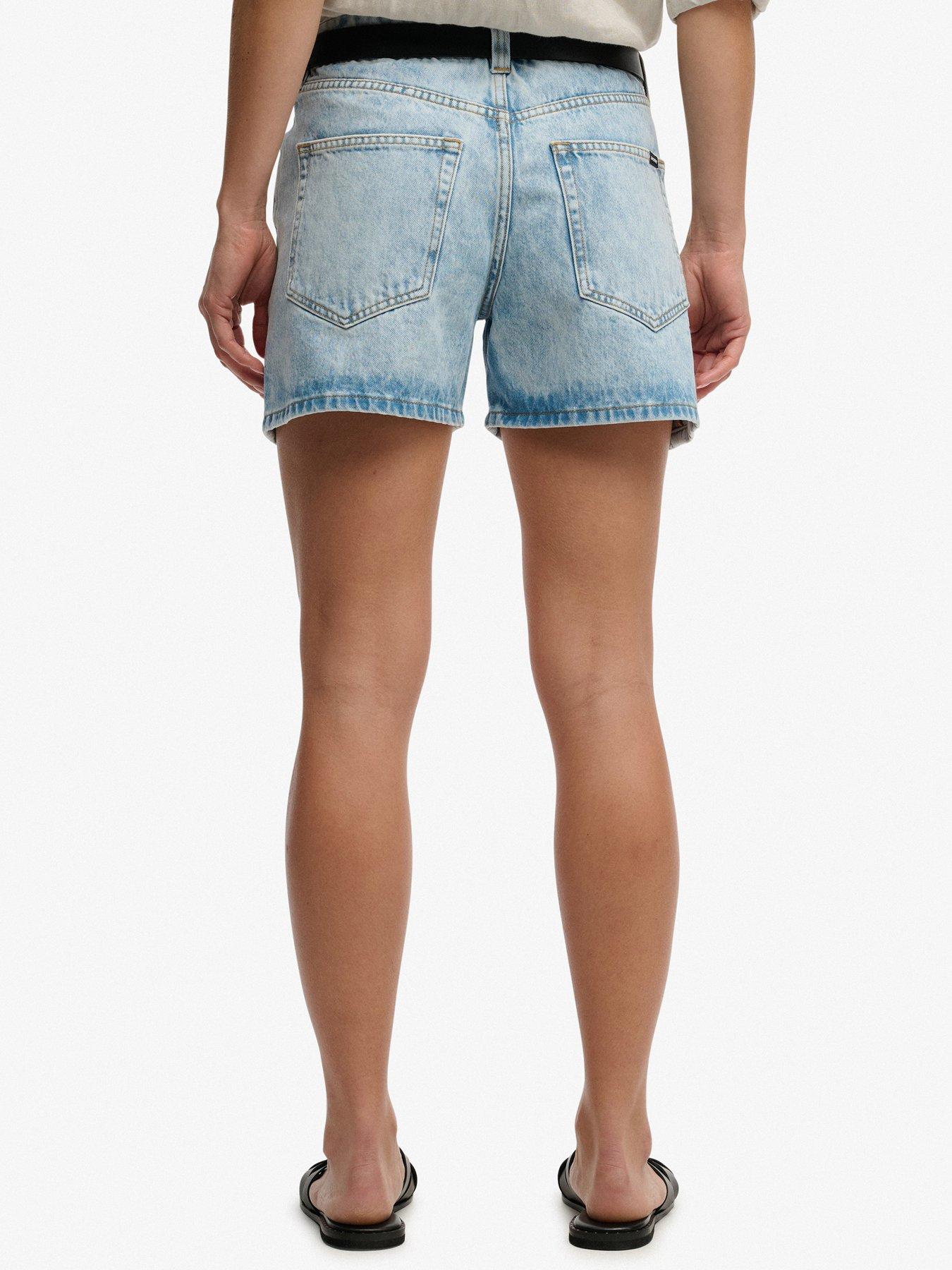  image of superdry-mid-rise-denim-short-blue
