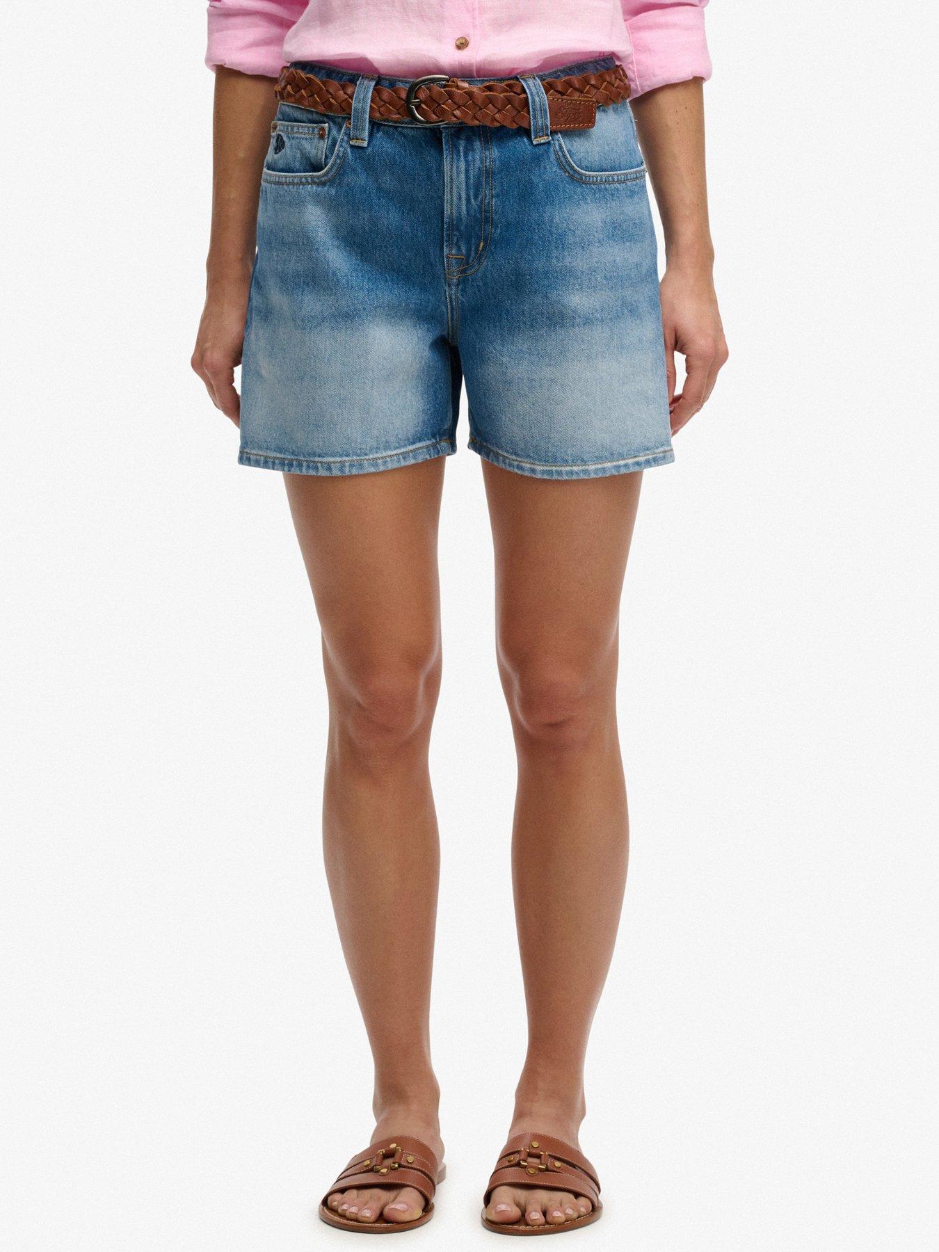 Superdry Mid Rise Denim Short - Blue
