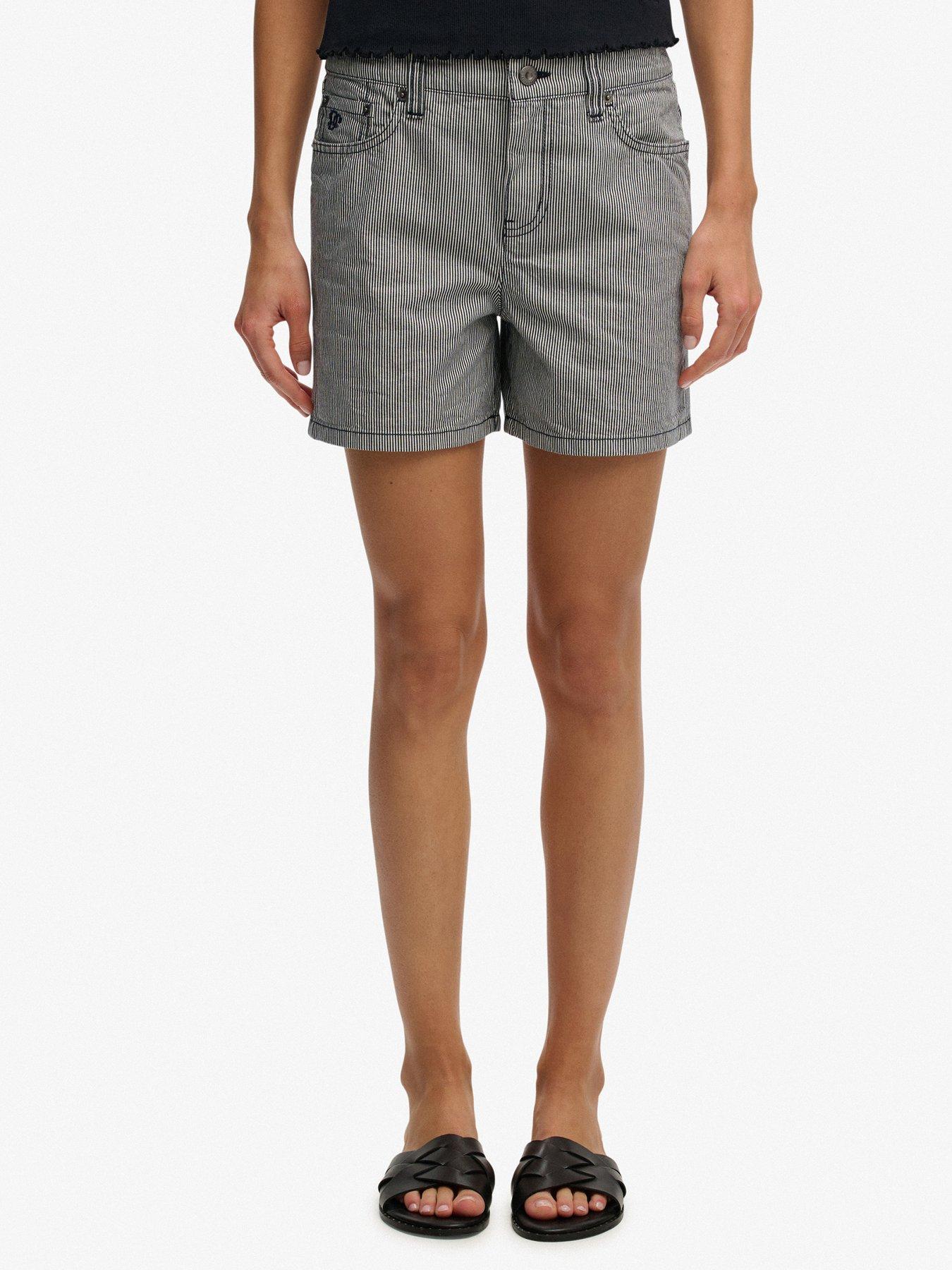 Superdry Mid Rise Stripe Short - Blue