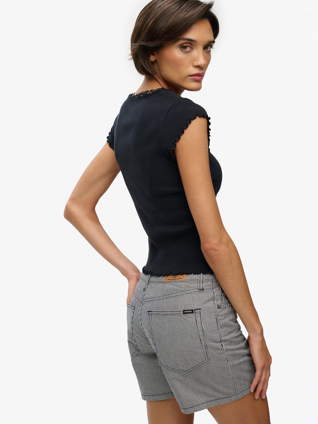  image of superdry-mid-rise-stripe-short-blue