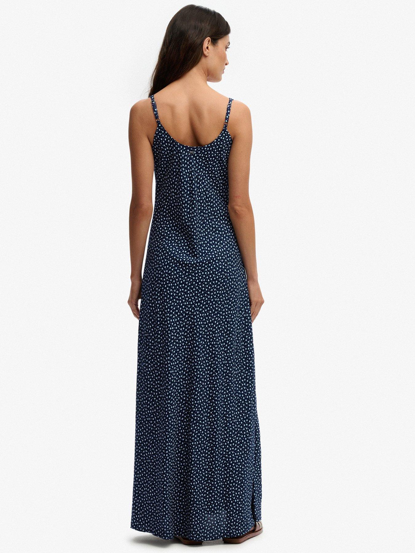  image of superdry-printed-cami-maxi-dress-blue