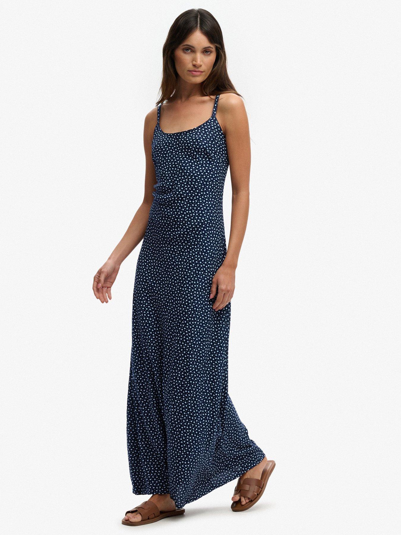  image of superdry-printed-cami-maxi-dress-blue