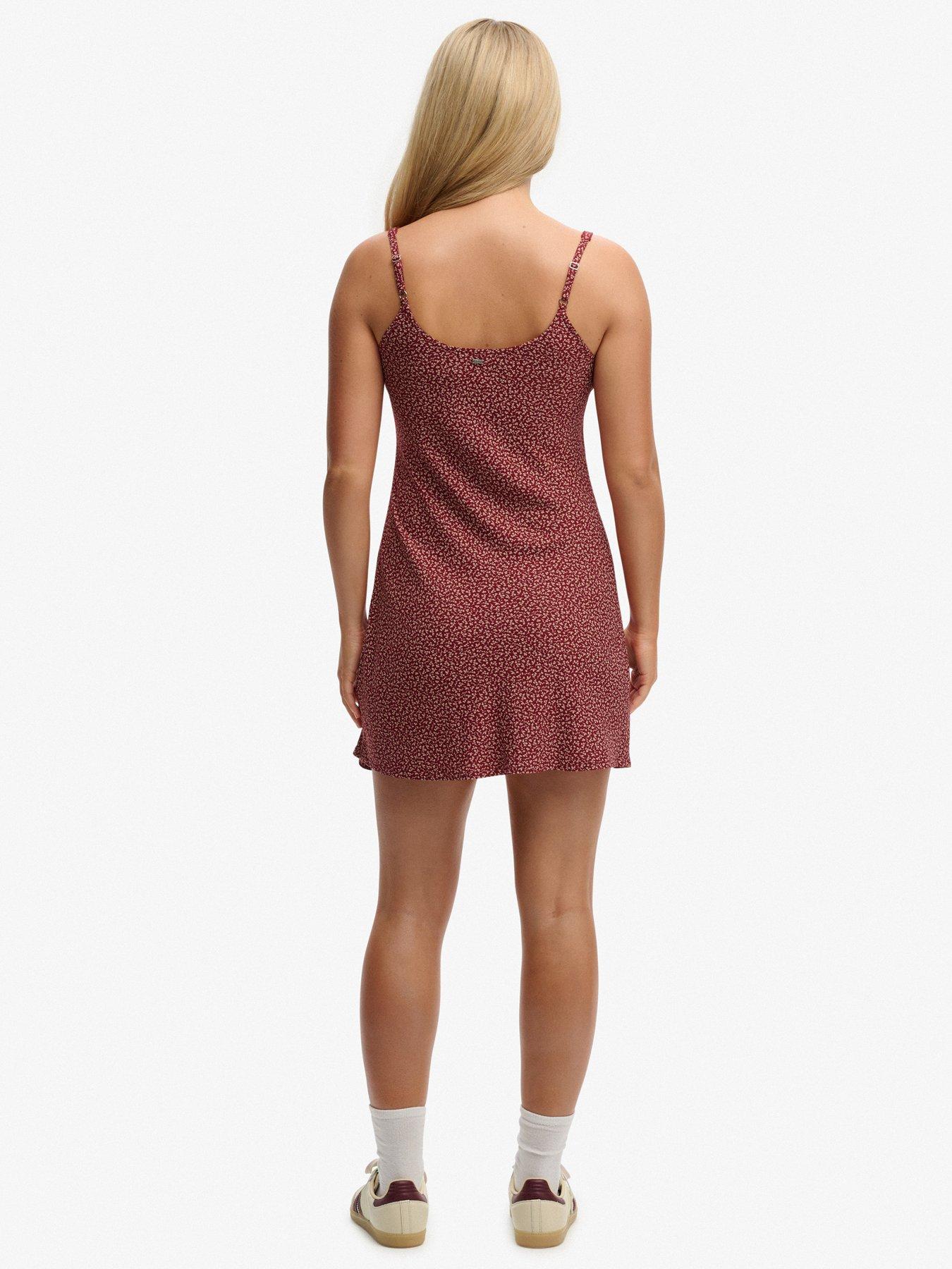  image of superdry-printed-cami-mini-dress-red
