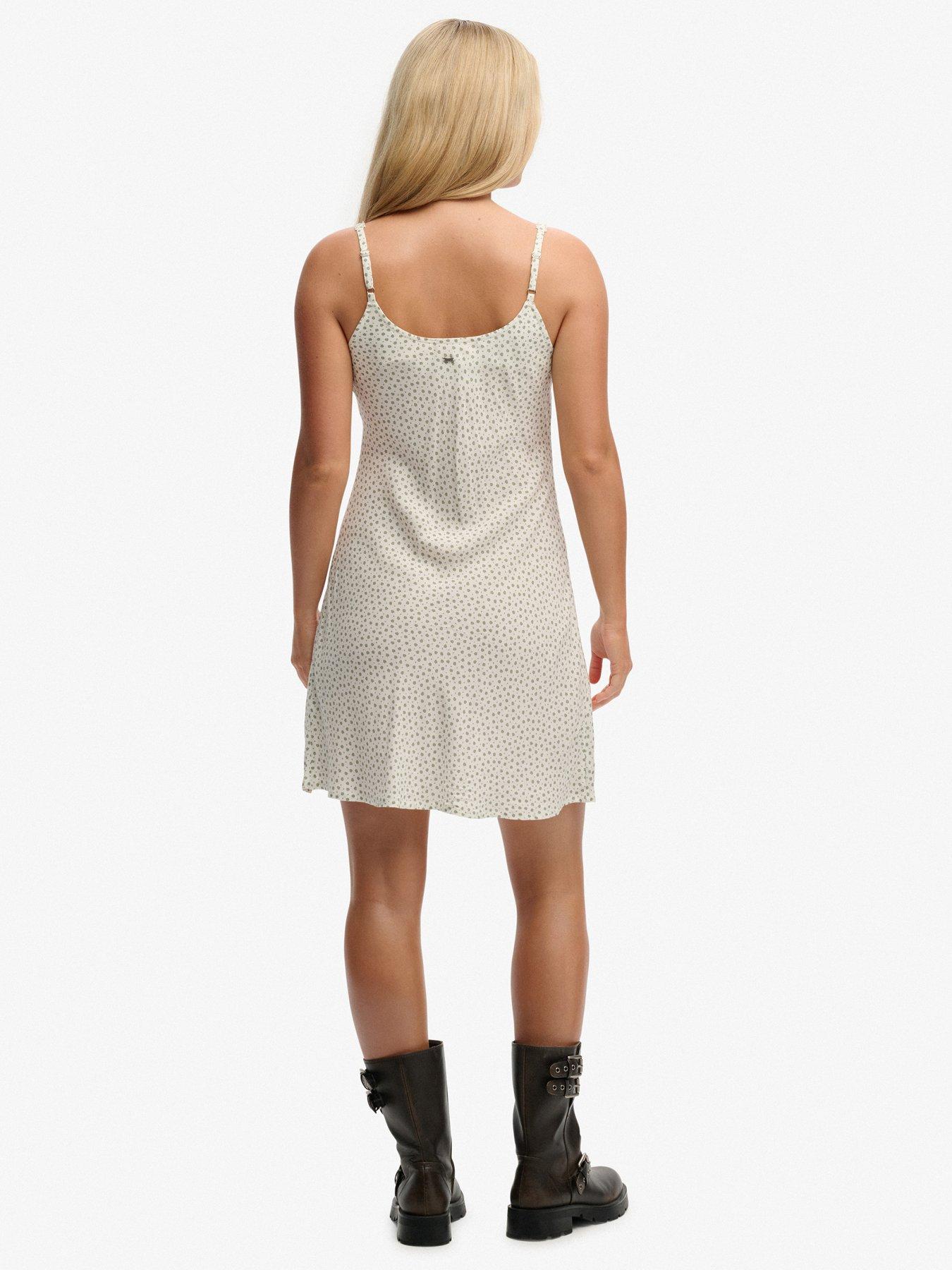  image of superdry-printed-cami-mini-dress-green