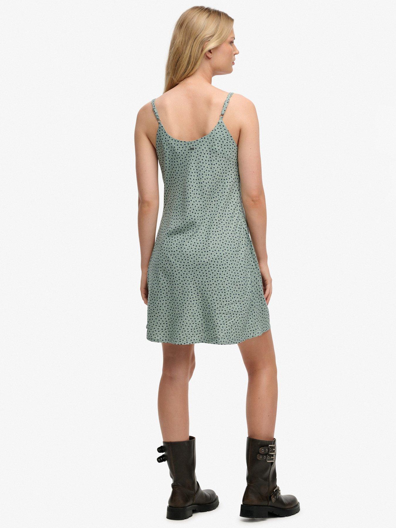  image of superdry-printed-cami-mini-dress-blue