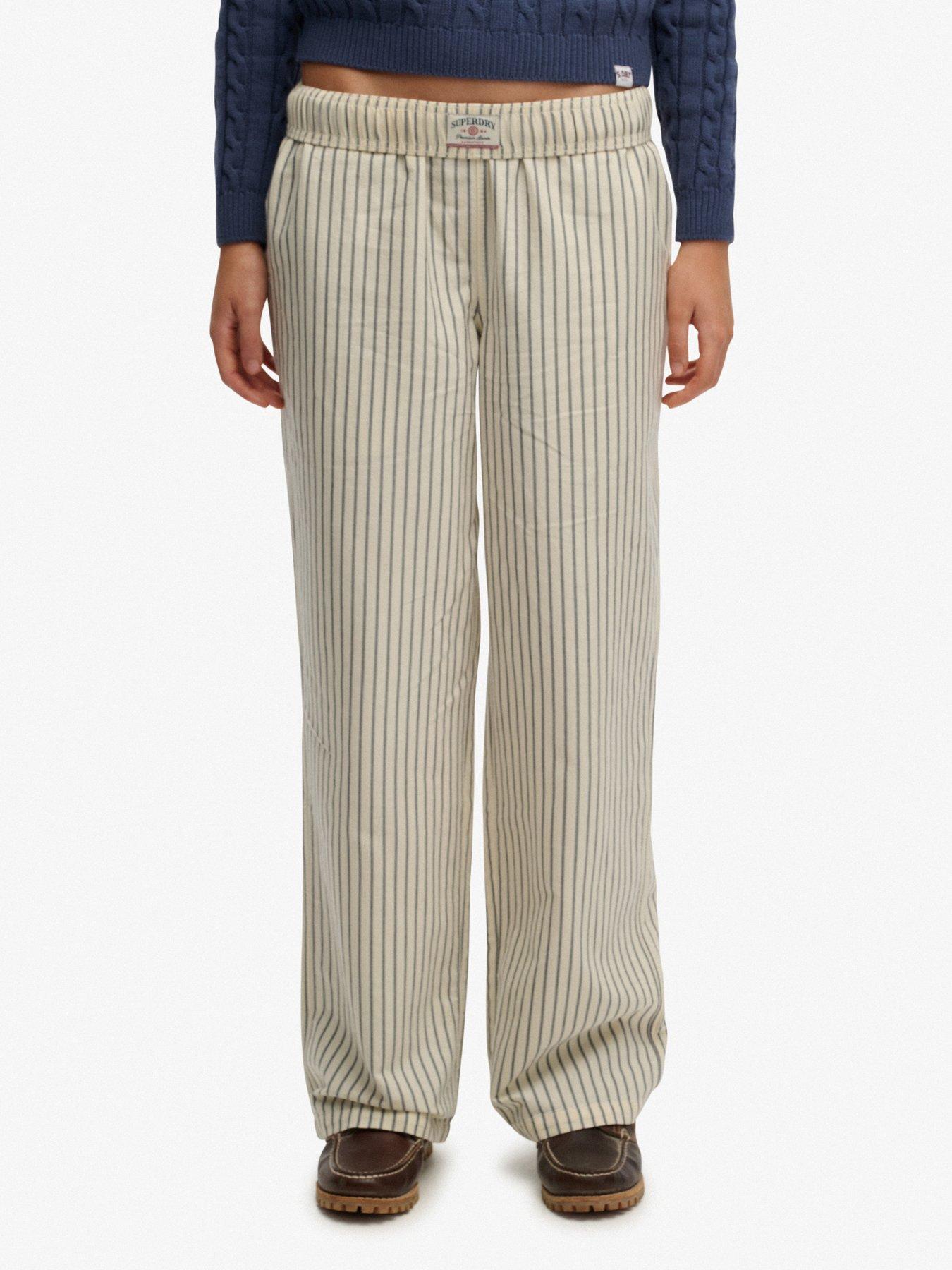 Superdry Cotton Stripe Elastic Trousers - Blue Stripe