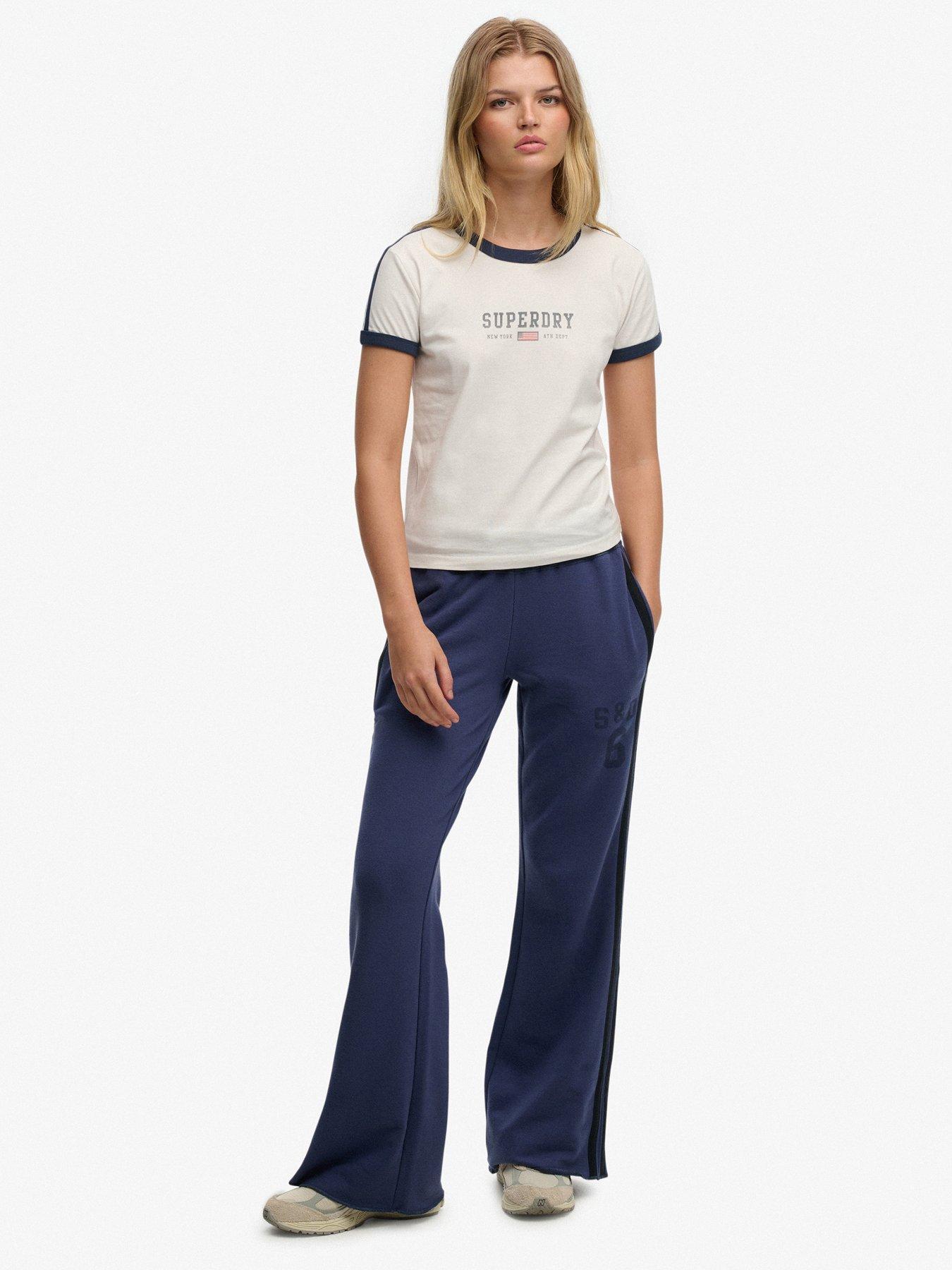 Image 3 of 6 of Superdry Athletic Essentials Stripe Flare Joggers - Blue