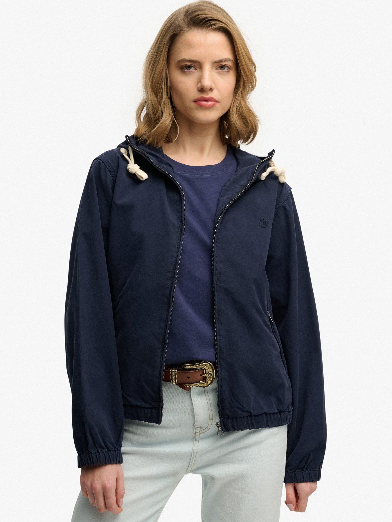 Superdry Hooded Washed Twill Jacket - Blue