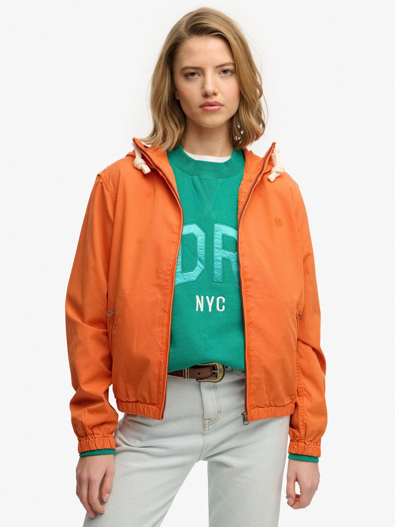  image of superdry-hooded-washed-twill-jacket-orange