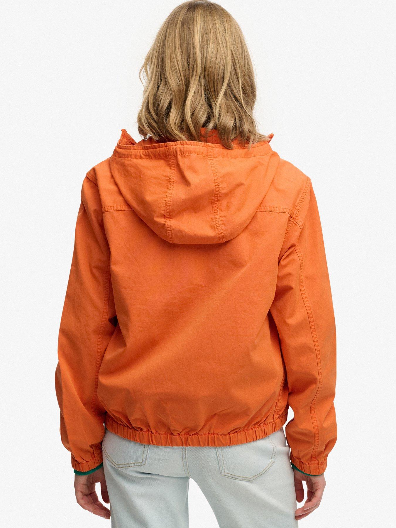  image of superdry-hooded-washed-twill-jacket-orange