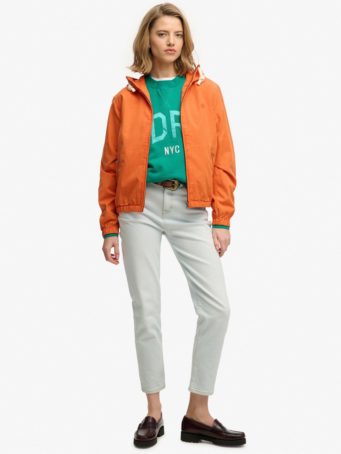 image of superdry-hooded-washed-twill-jacket-orange
