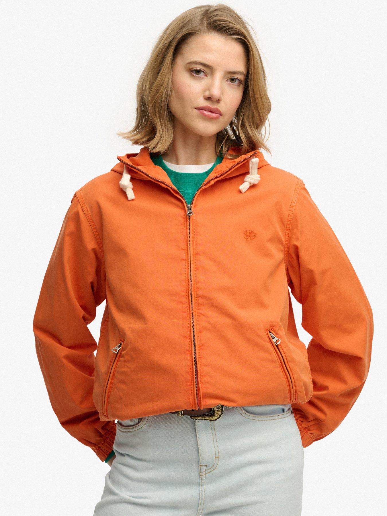  image of superdry-hooded-washed-twill-jacket-orange