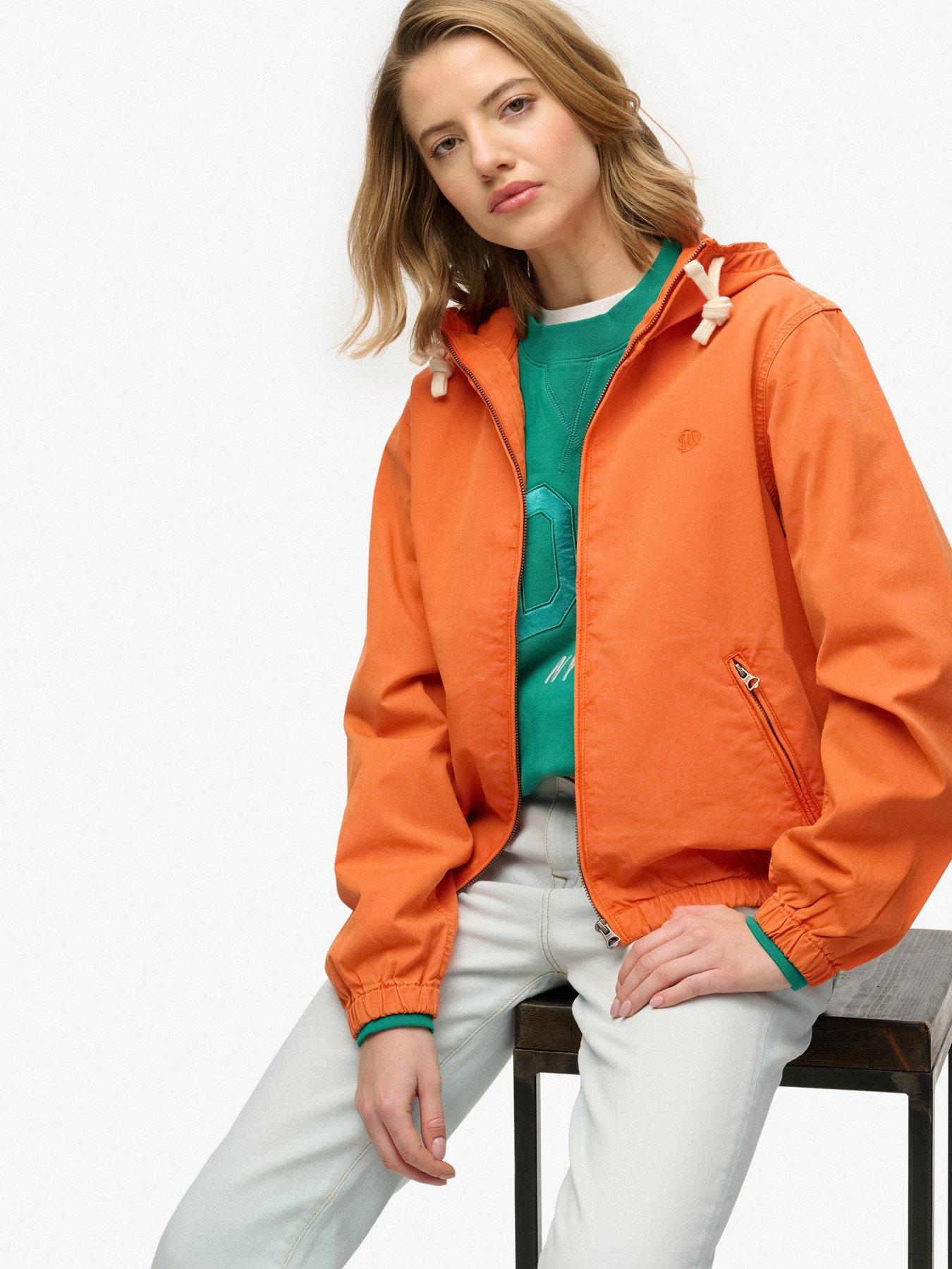  image of superdry-hooded-washed-twill-jacket-orange