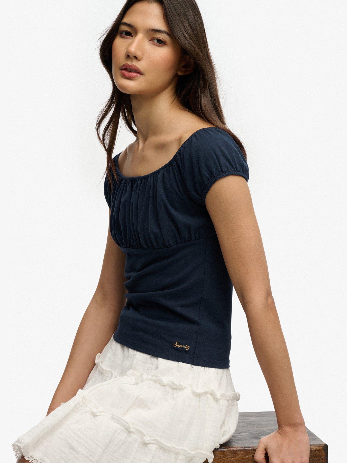  image of superdry-athletic-essentials-ruched-top-blue