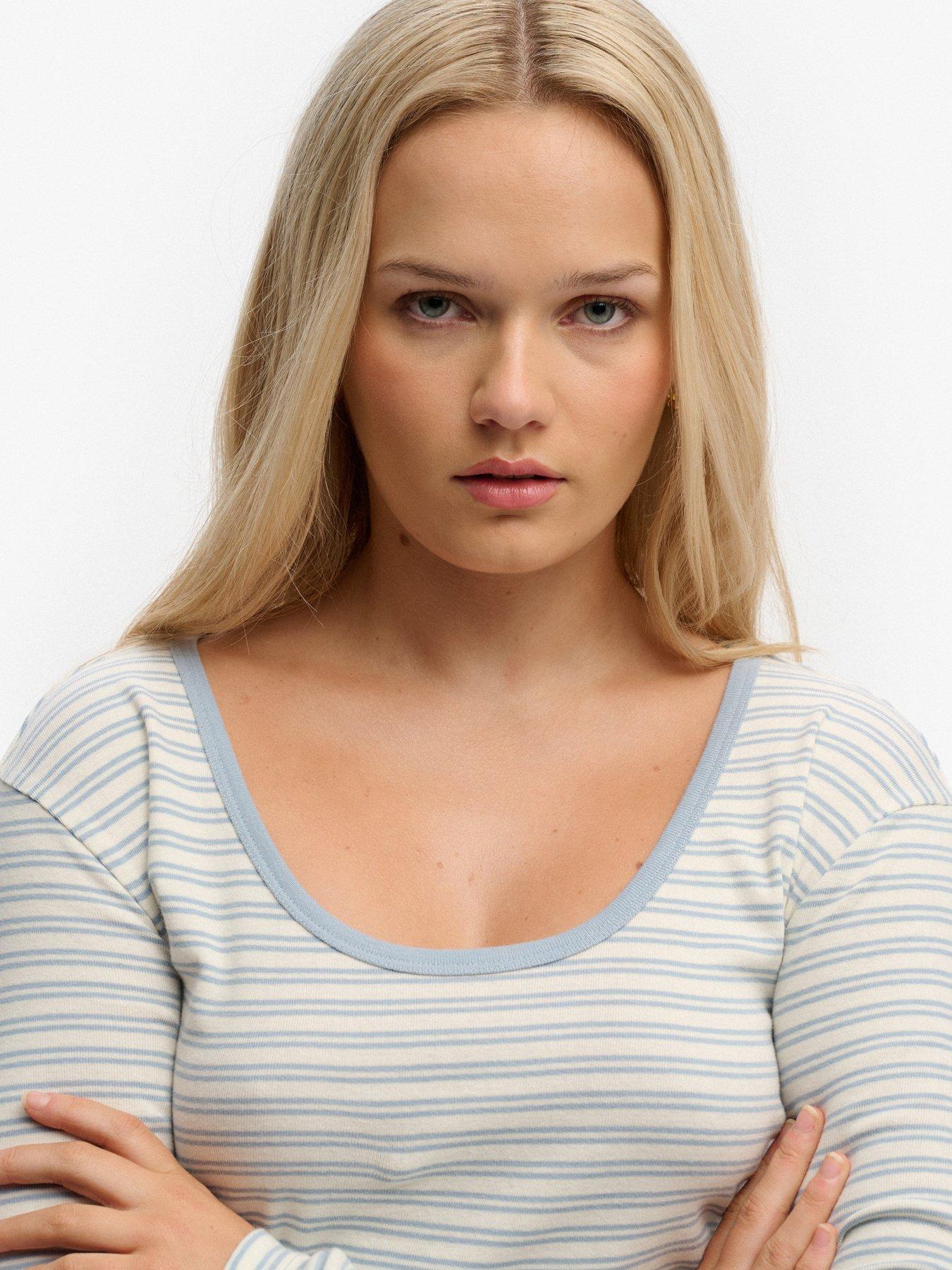 Image 3 of 4 of Superdry Ath Ess Striped Long Sleeve Top - Blue