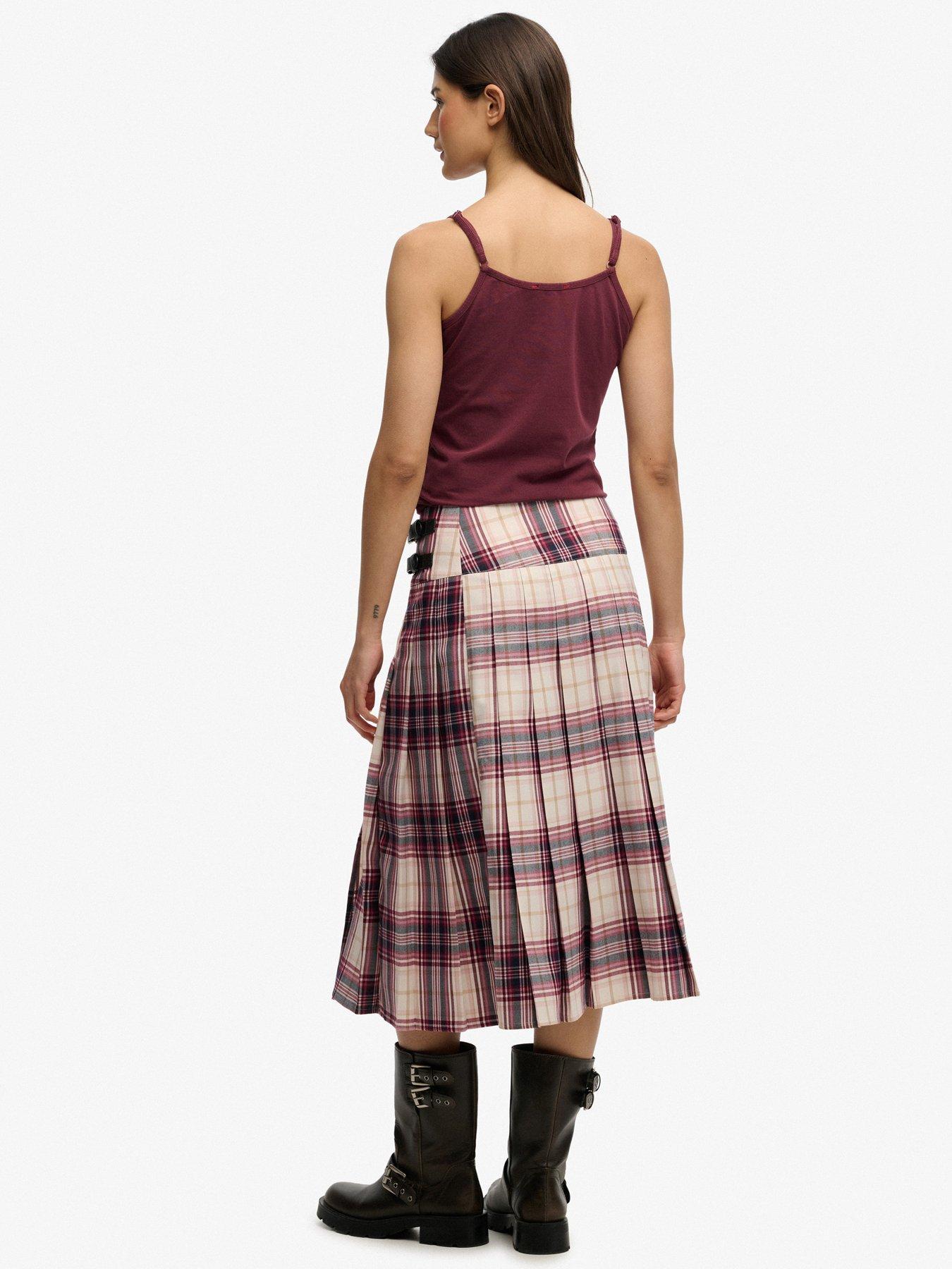 Image 6 of 6 of Superdry Check Pleated Midi Skirt