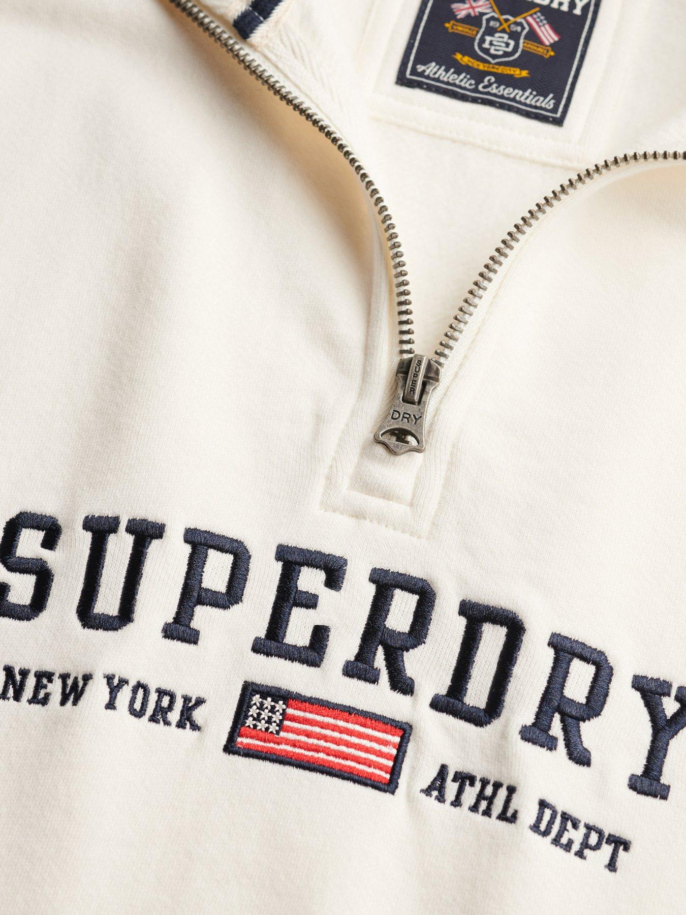 Image 6 of 6 of Superdry Athletic Essentials Graphic Half Zip Sweatshirt - Off White