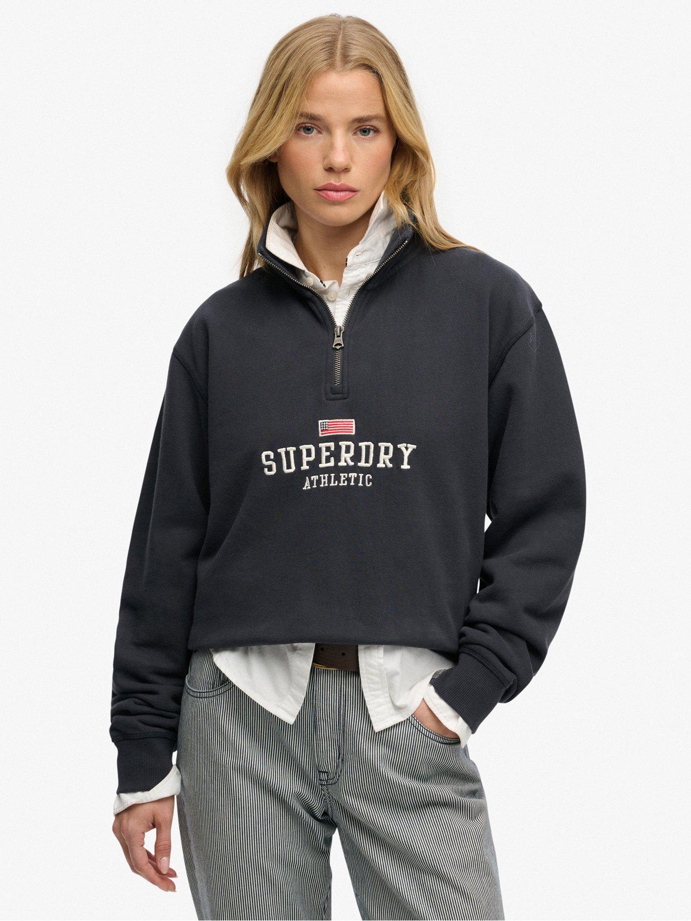 Superdry Athletic Essentials Graphic Half Zip Sweatshirt - Blue
