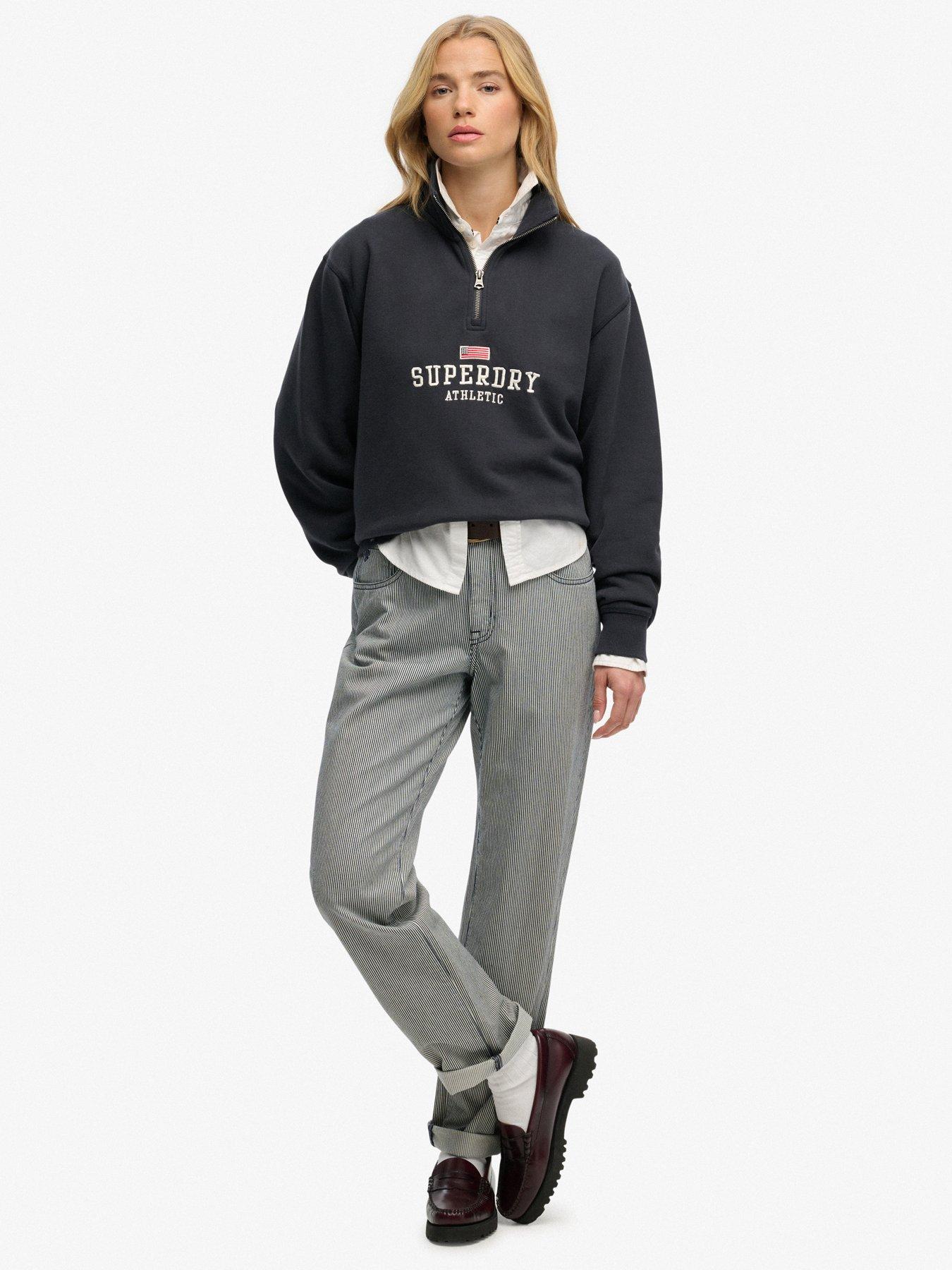  image of superdry-athletic-essentials-graphic-half-zip-sweatshirt-blue