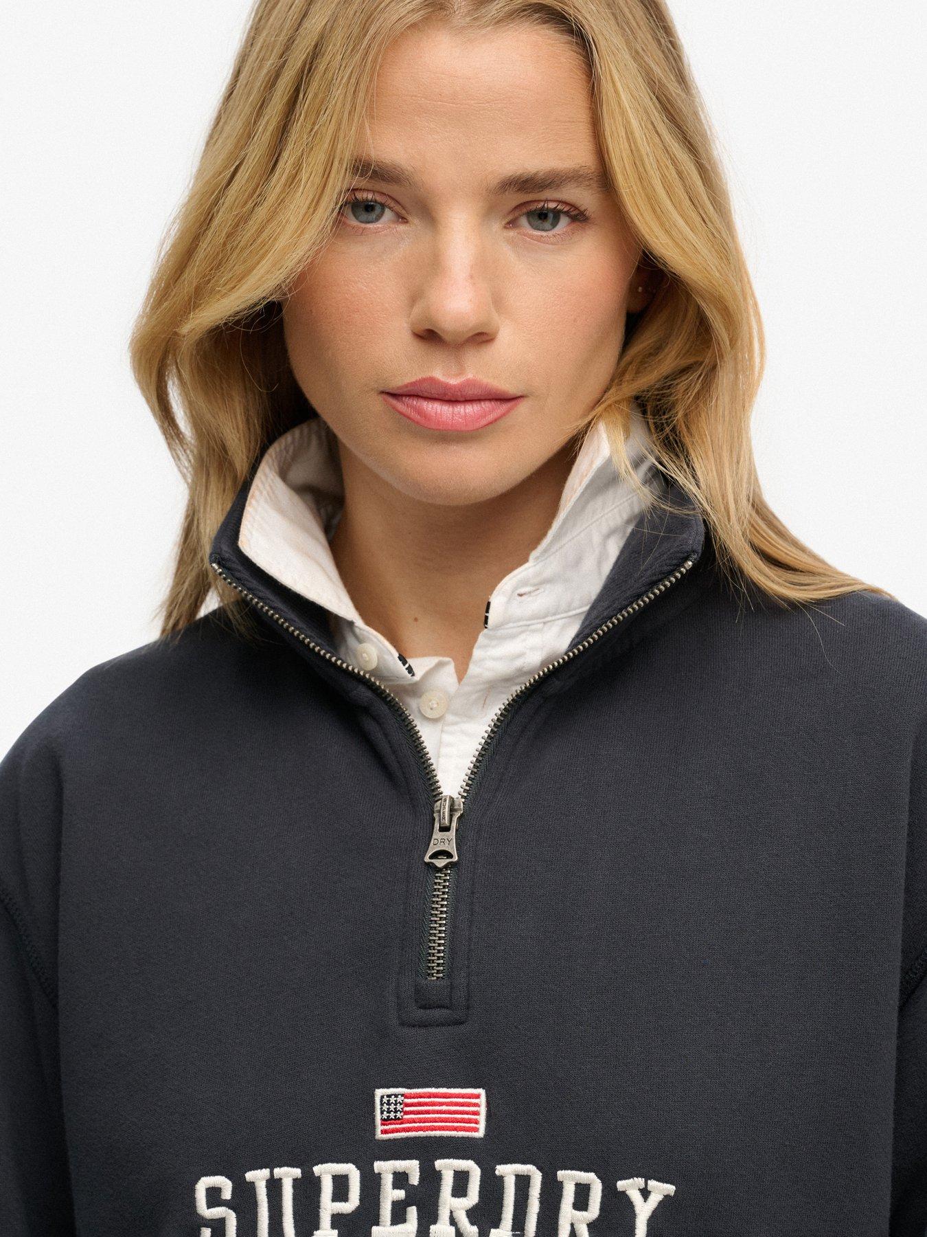  image of superdry-athletic-essentials-graphic-half-zip-sweatshirt-blue