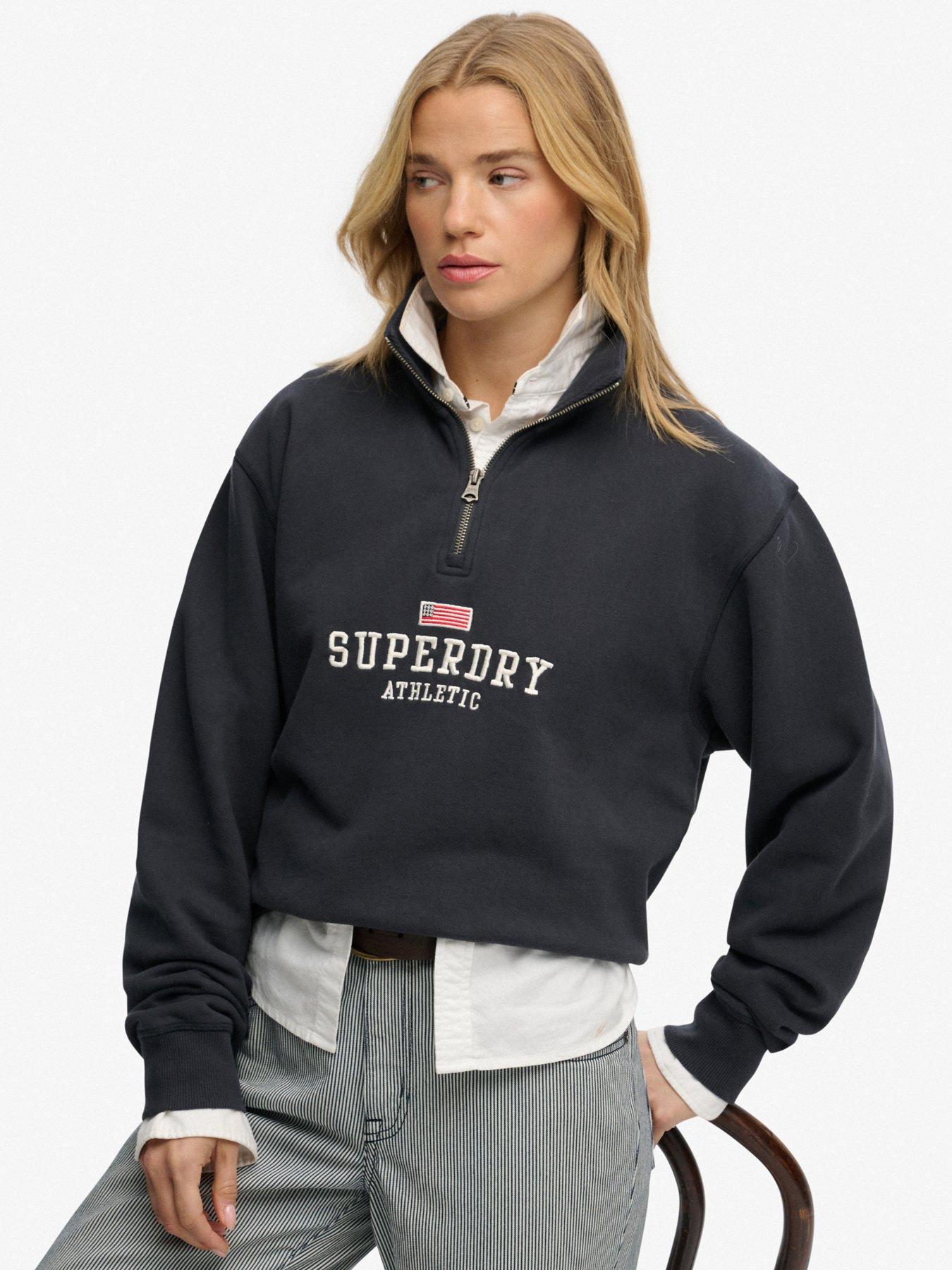  image of superdry-athletic-essentials-graphic-half-zip-sweatshirt-blue