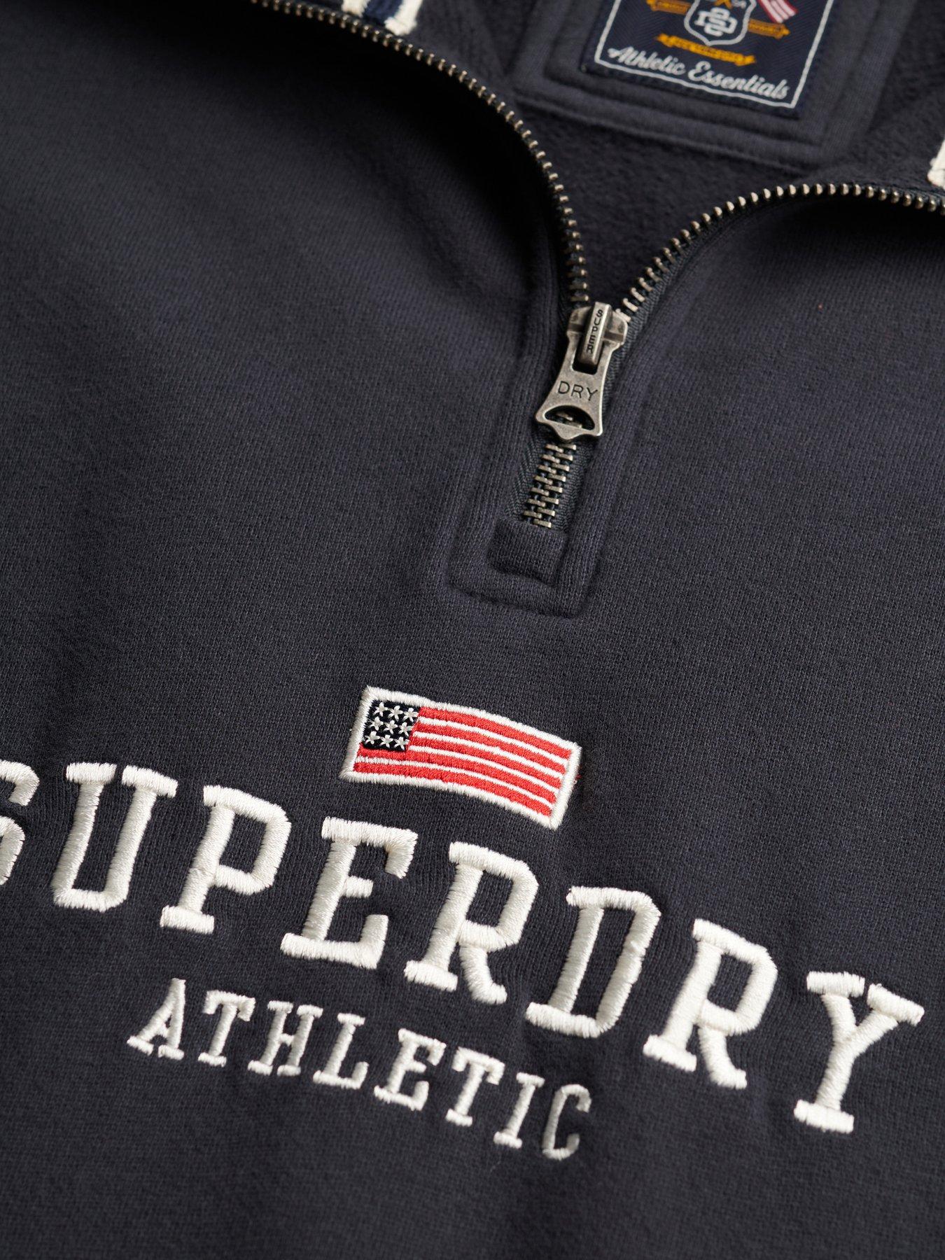  image of superdry-athletic-essentials-graphic-half-zip-sweatshirt-blue