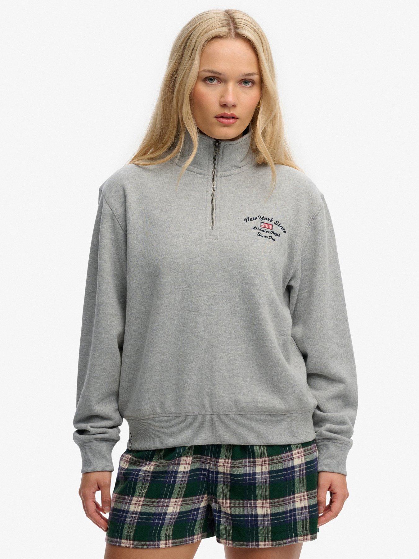 Image 1 of 5 of Superdry Athletic Essentials Graphic Half Zip Sweatshirt - Grey