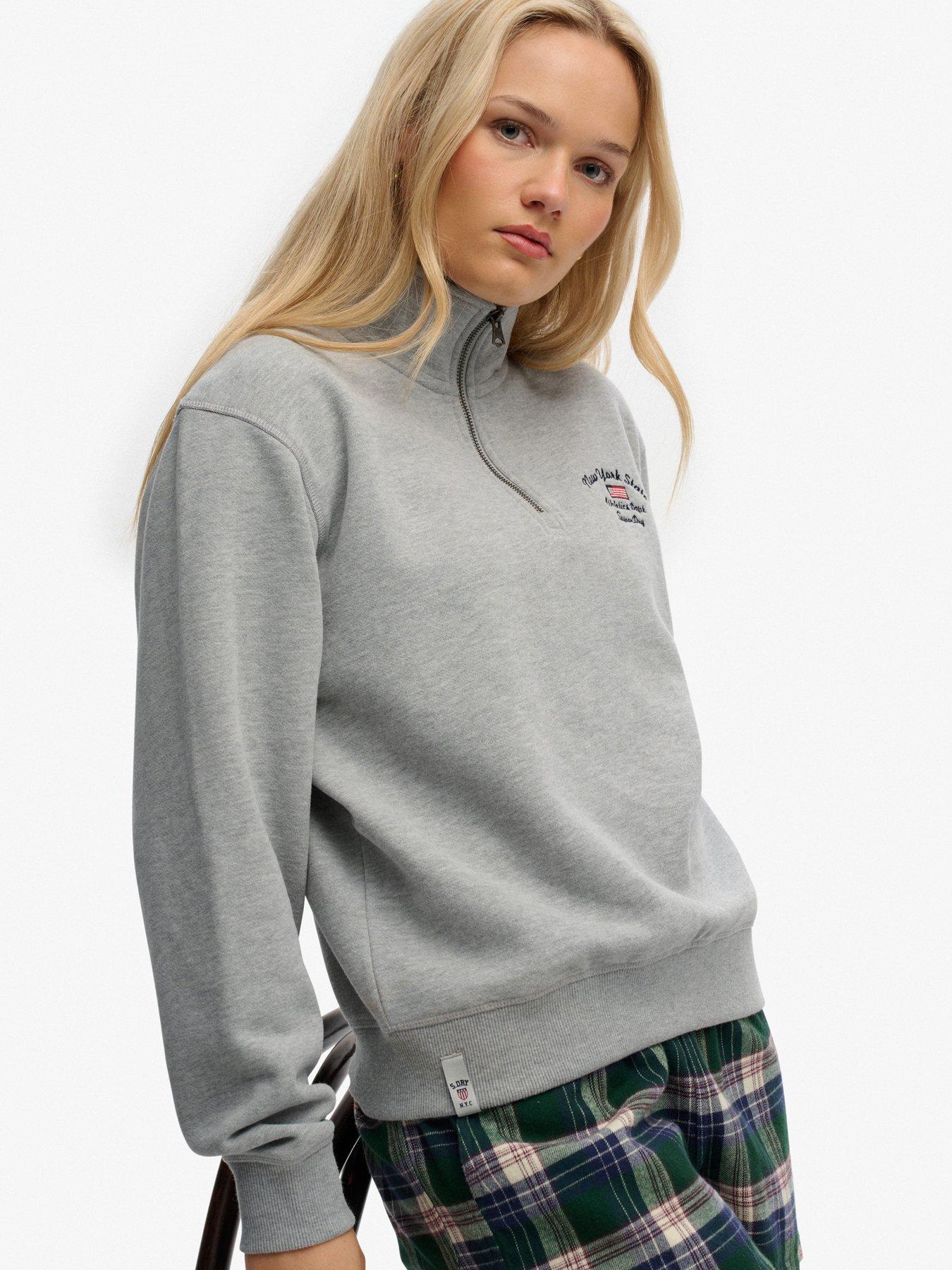 Image 5 of 5 of Superdry Athletic Essentials Graphic Half Zip Sweatshirt - Grey