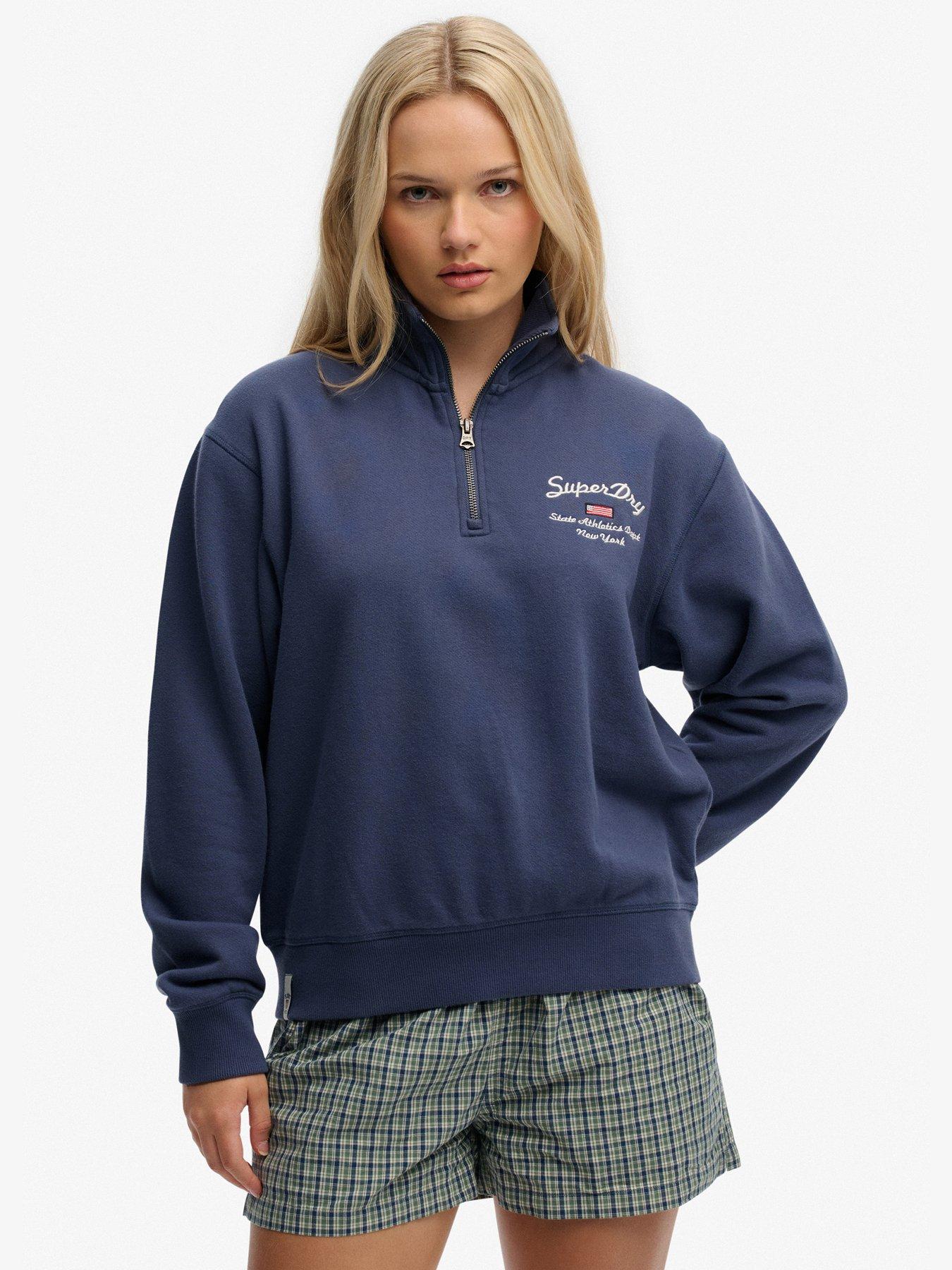 Superdry Athletic Essentials Graphic Half Zip Sweatshirt - Blue