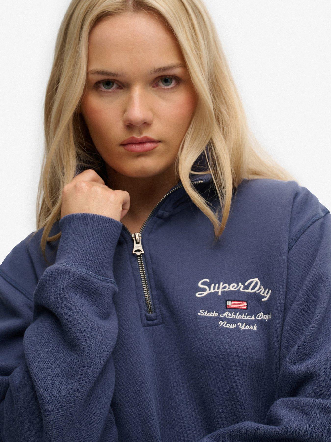Image 4 of 6 of Superdry Athletic Essentials Graphic Half Zip Sweatshirt - Blue